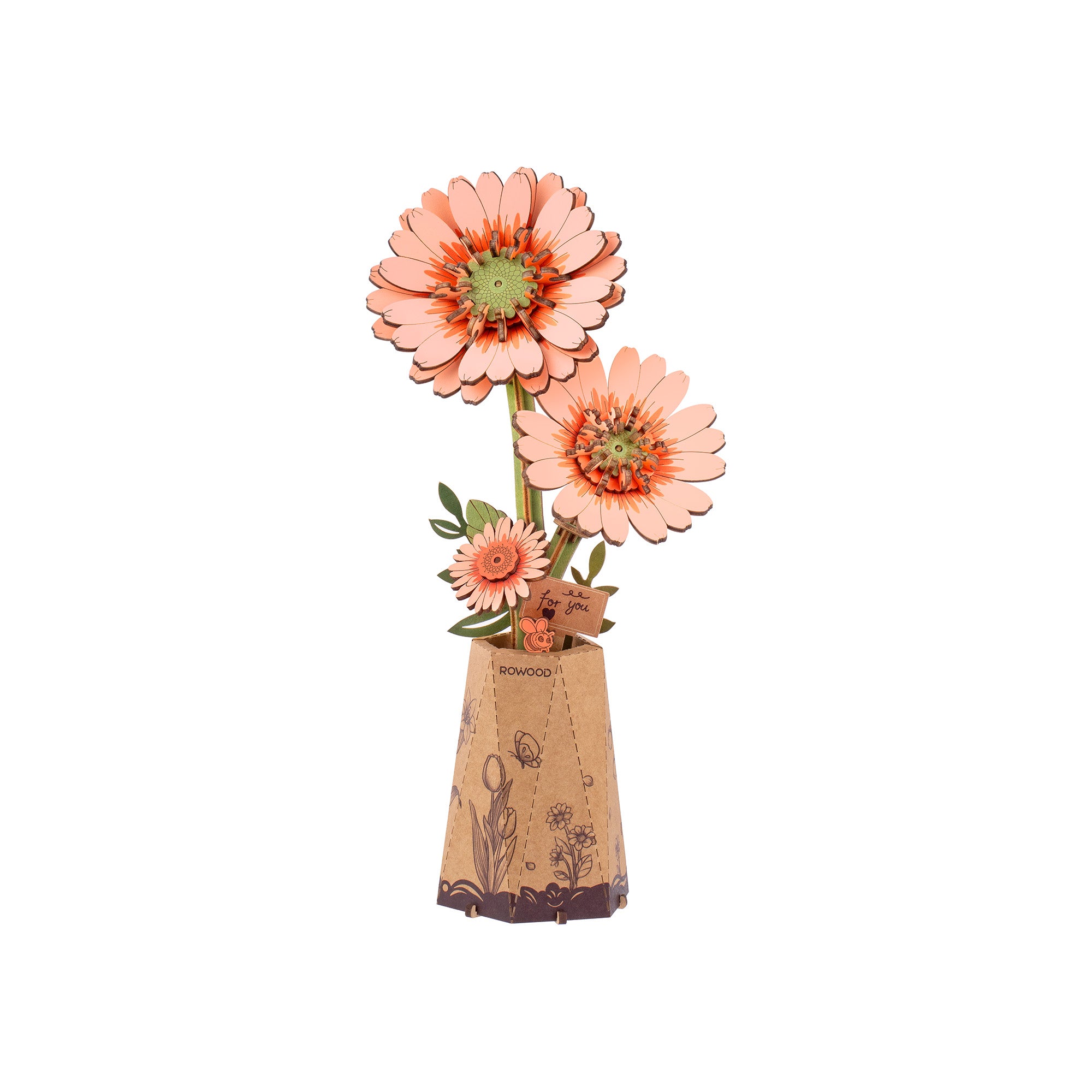 Hands Craft 3D Modern Wooden Puzzle | Orange Gerbera Daisy