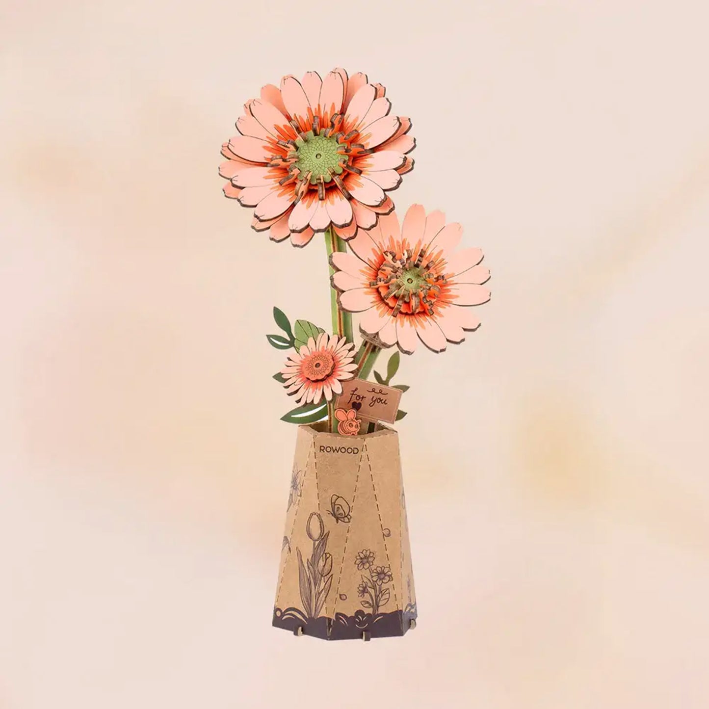 Hands Craft 3D Modern Wooden Puzzle | Orange Gerbera Daisy