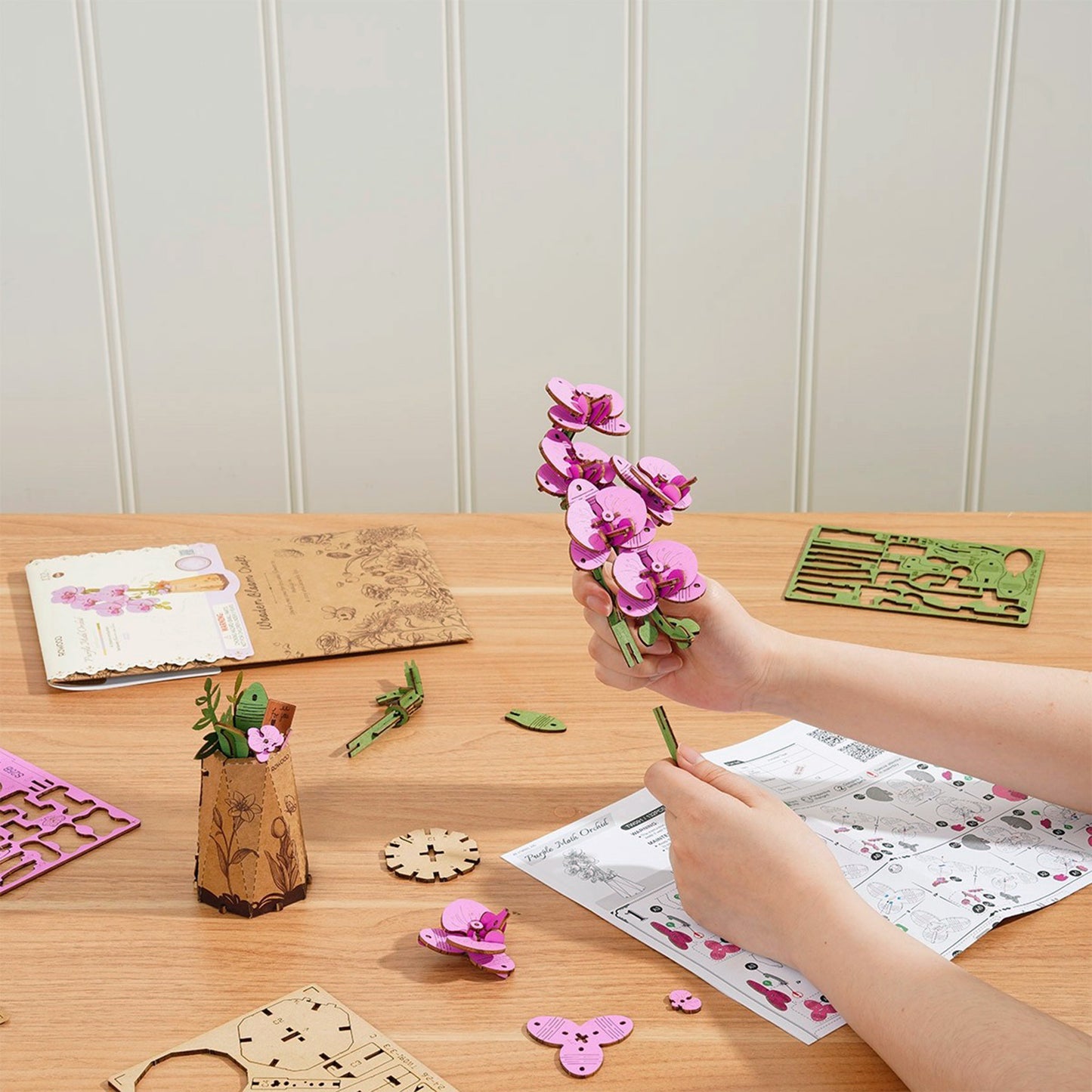 Hands Craft 3D Modern Wooden Puzzle | Purple Moth Orchid