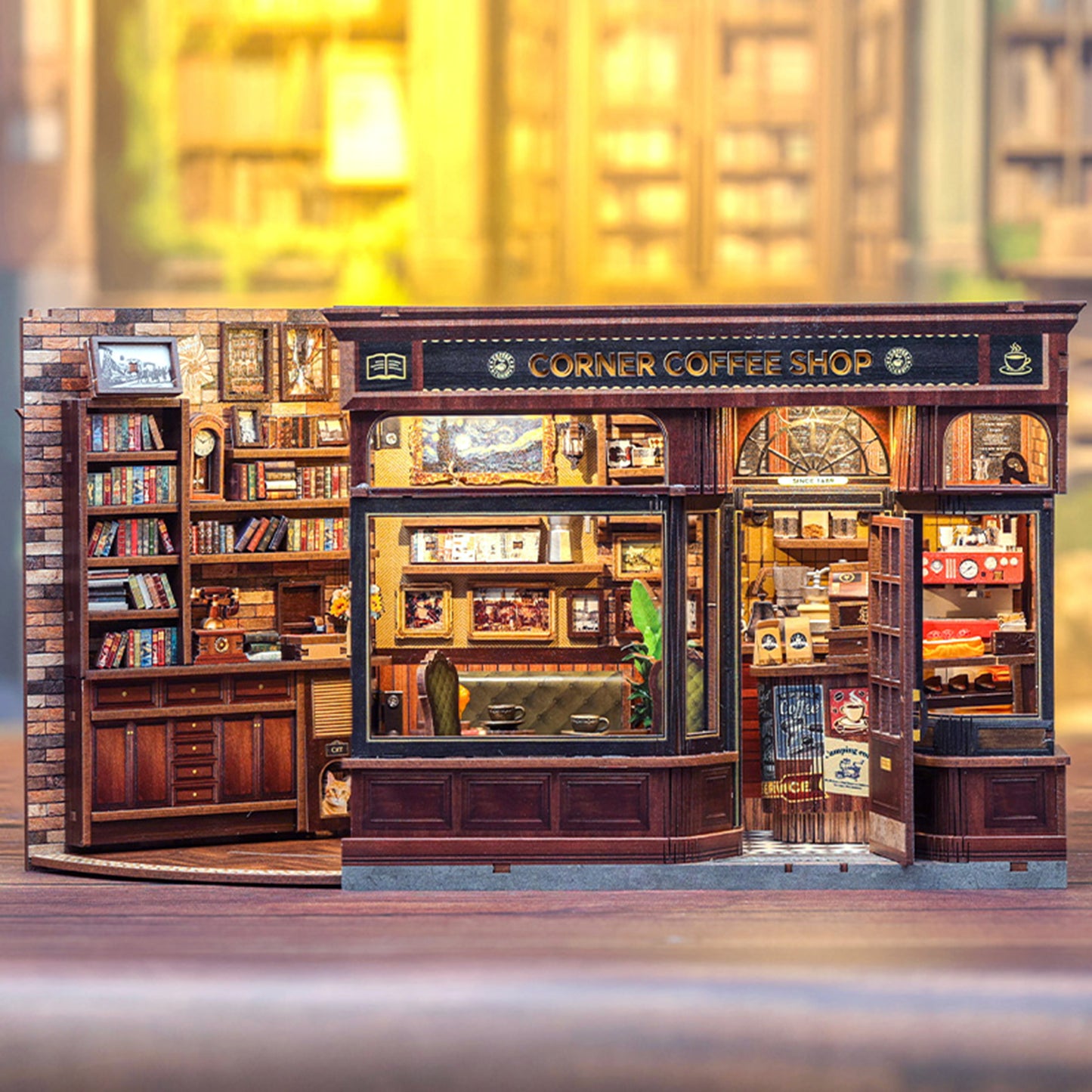 Hands Craft DIY Book Nook Kit | Corner Coffee Shop