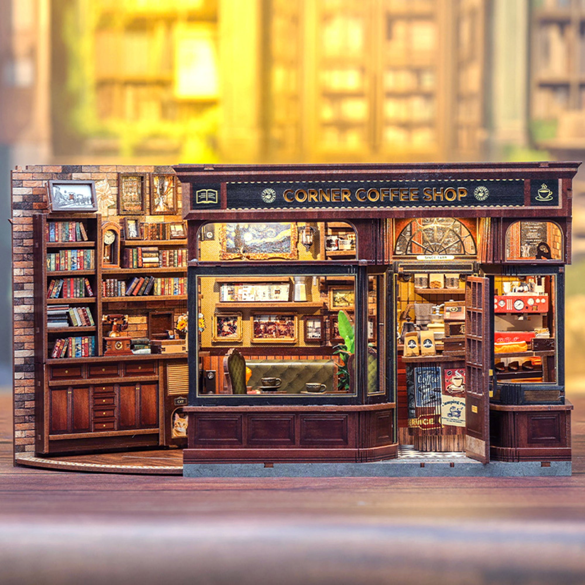 Hands Craft DIY Book Nook Kit | Corner Coffee Shop