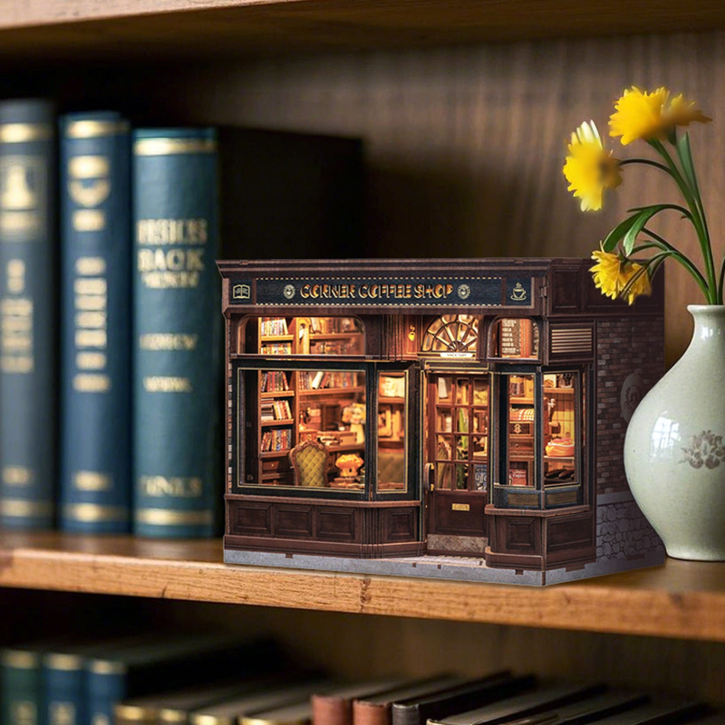 Hands Craft DIY Book Nook Kit | Corner Coffee Shop