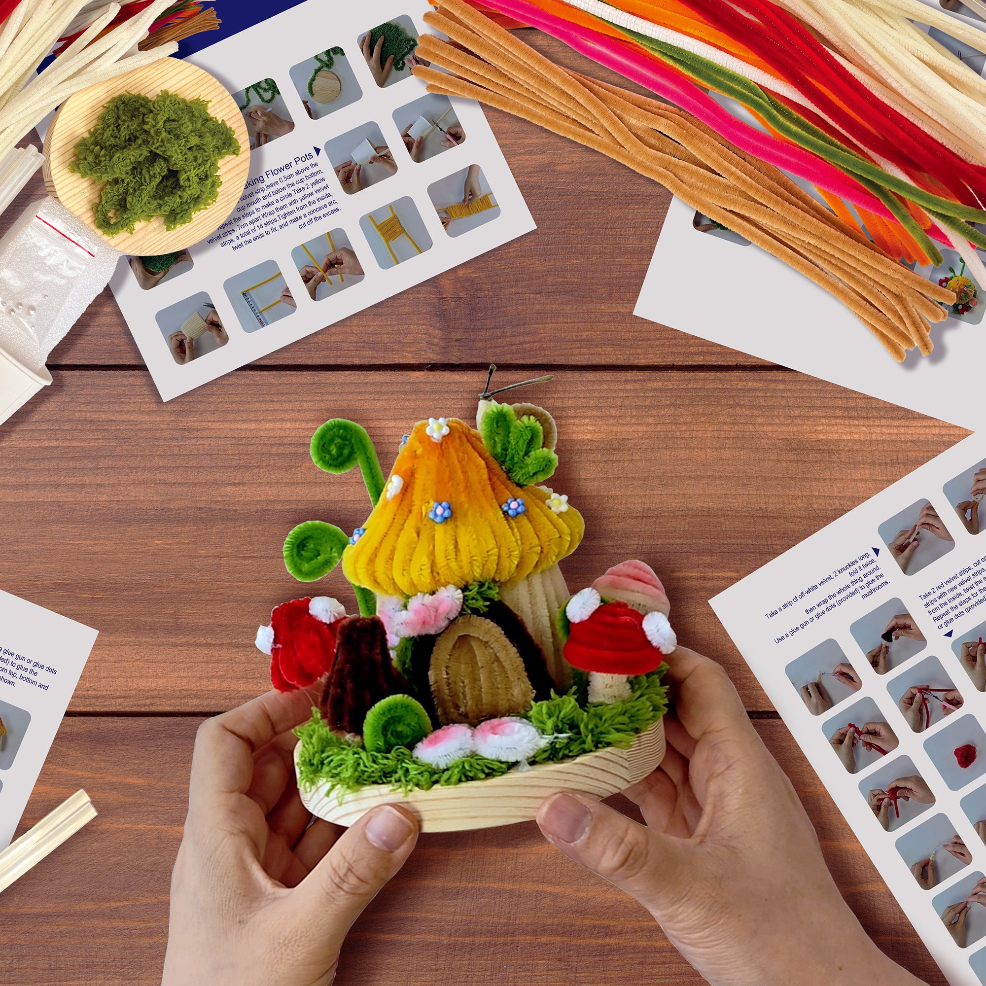 Hands Craft DIY Chenille Craft Kit | Mushroom House