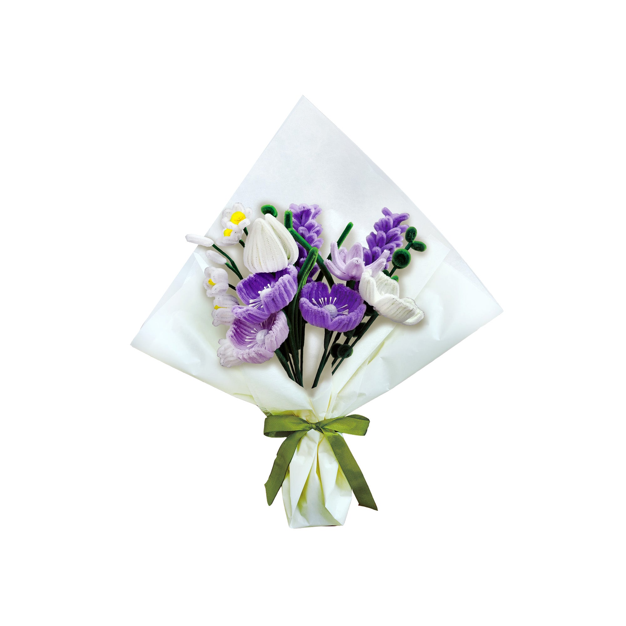 Hands Craft DIY Chenille Craft Kit | Purple Flower Bouquet Mix