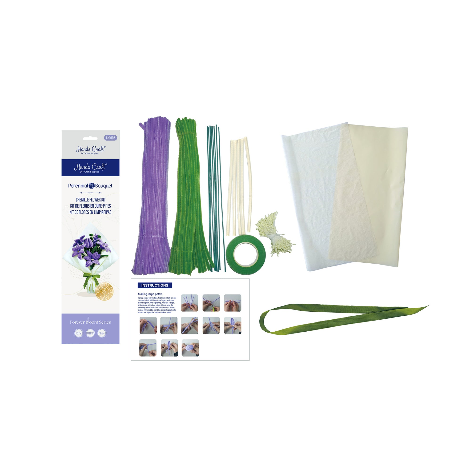 Hands Craft DIY Chenille Craft Kit | Purple Lily Flower Bouquet