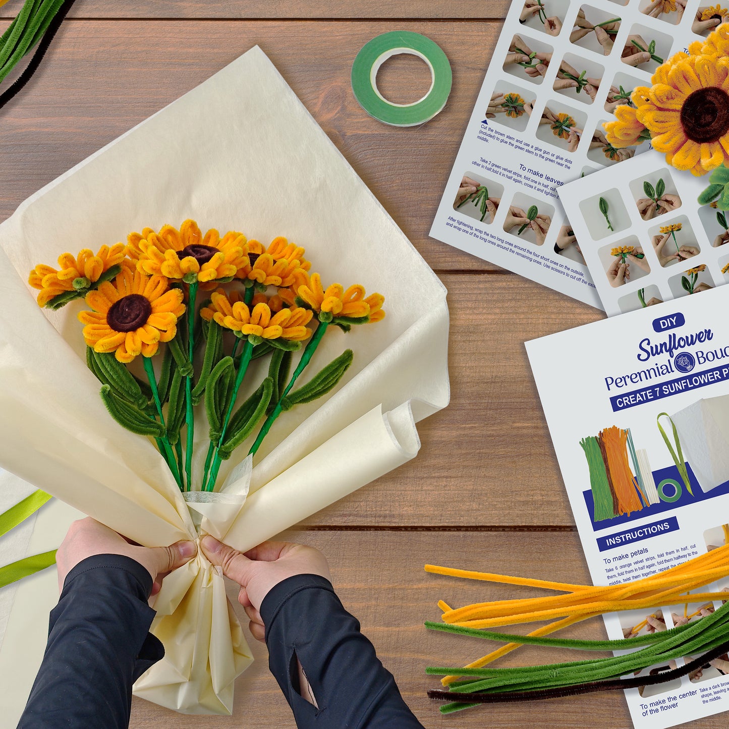 Hands Craft DIY Chenille Craft Kit | Sunflower Bouquet
