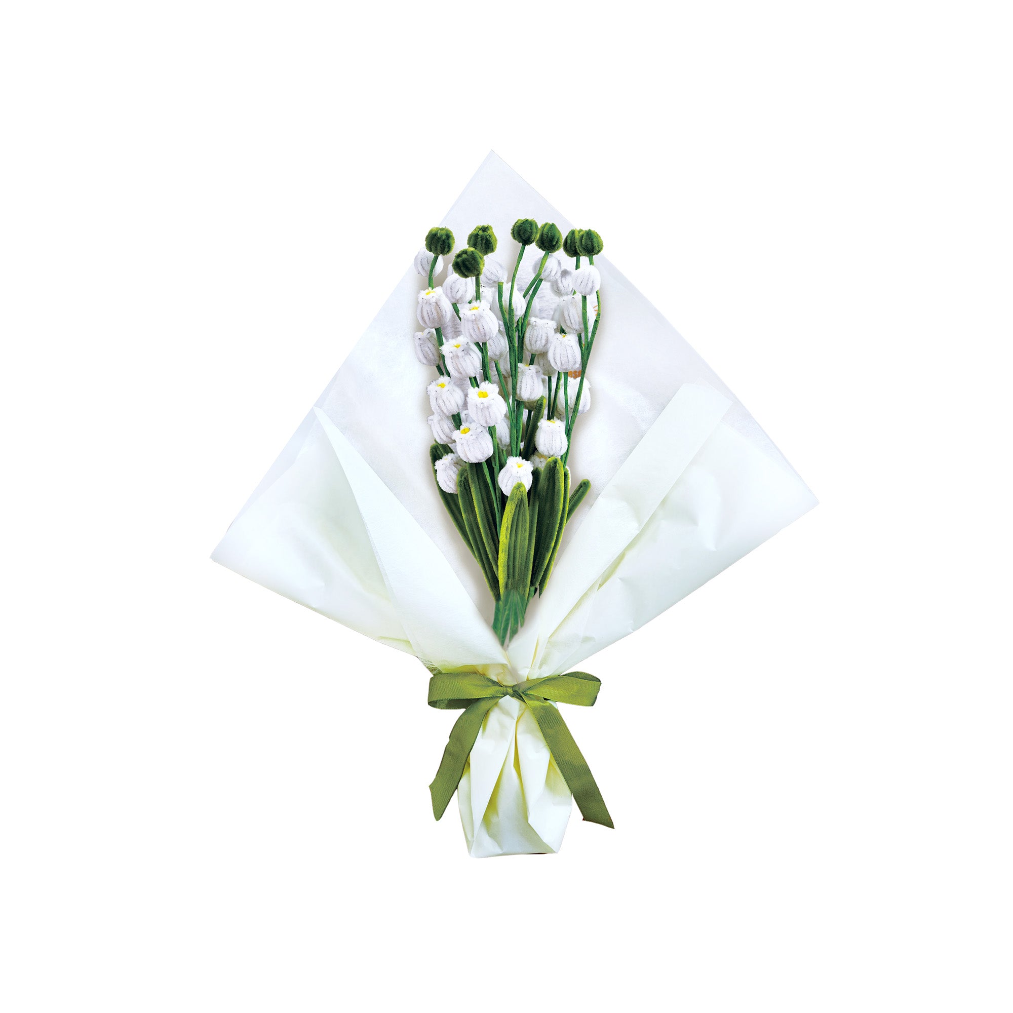 Hands Craft DIY Chenille Craft Kit | White Tulip Flower Bouquet Kit