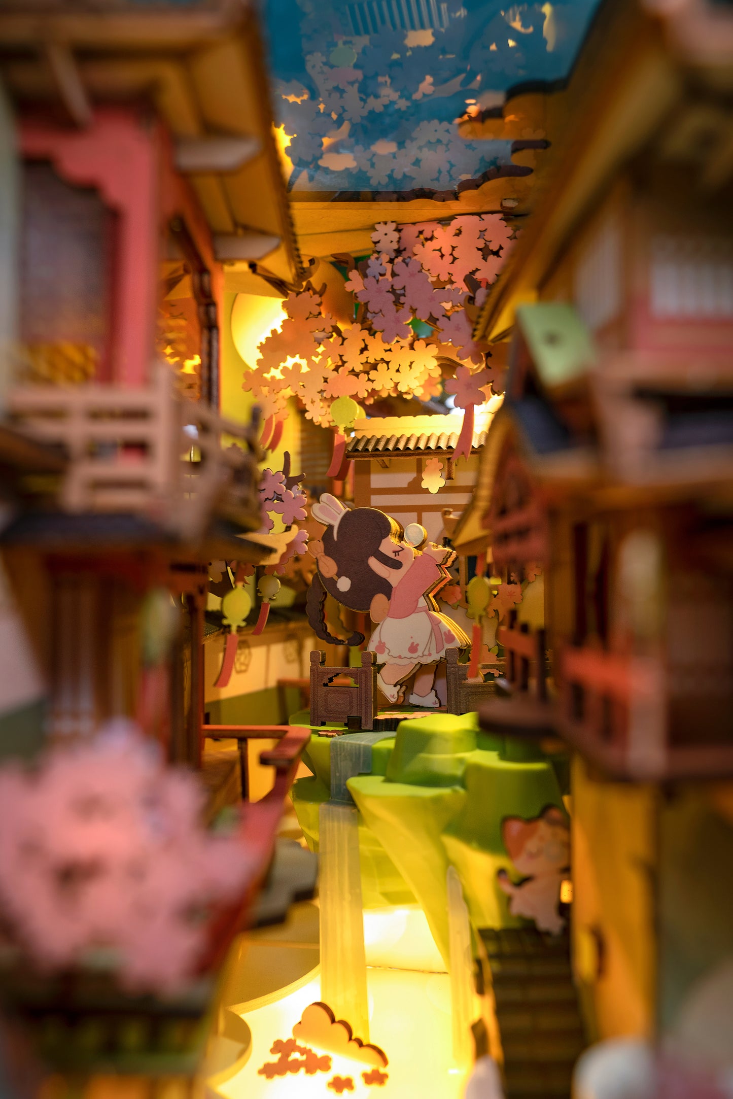 Hands Craft DIY Miniature Book Nook Kit | Falling Sakura