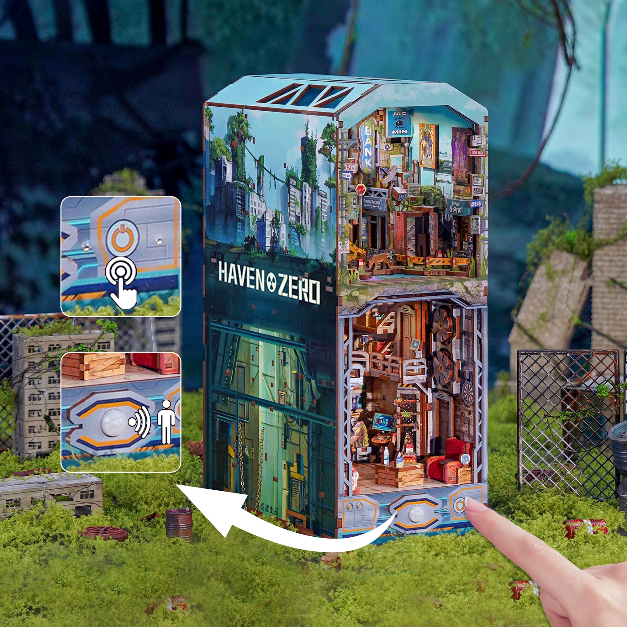 Hands Craft DIY Miniature Book Nook Kit | Haven Zero w/ Dust Cover