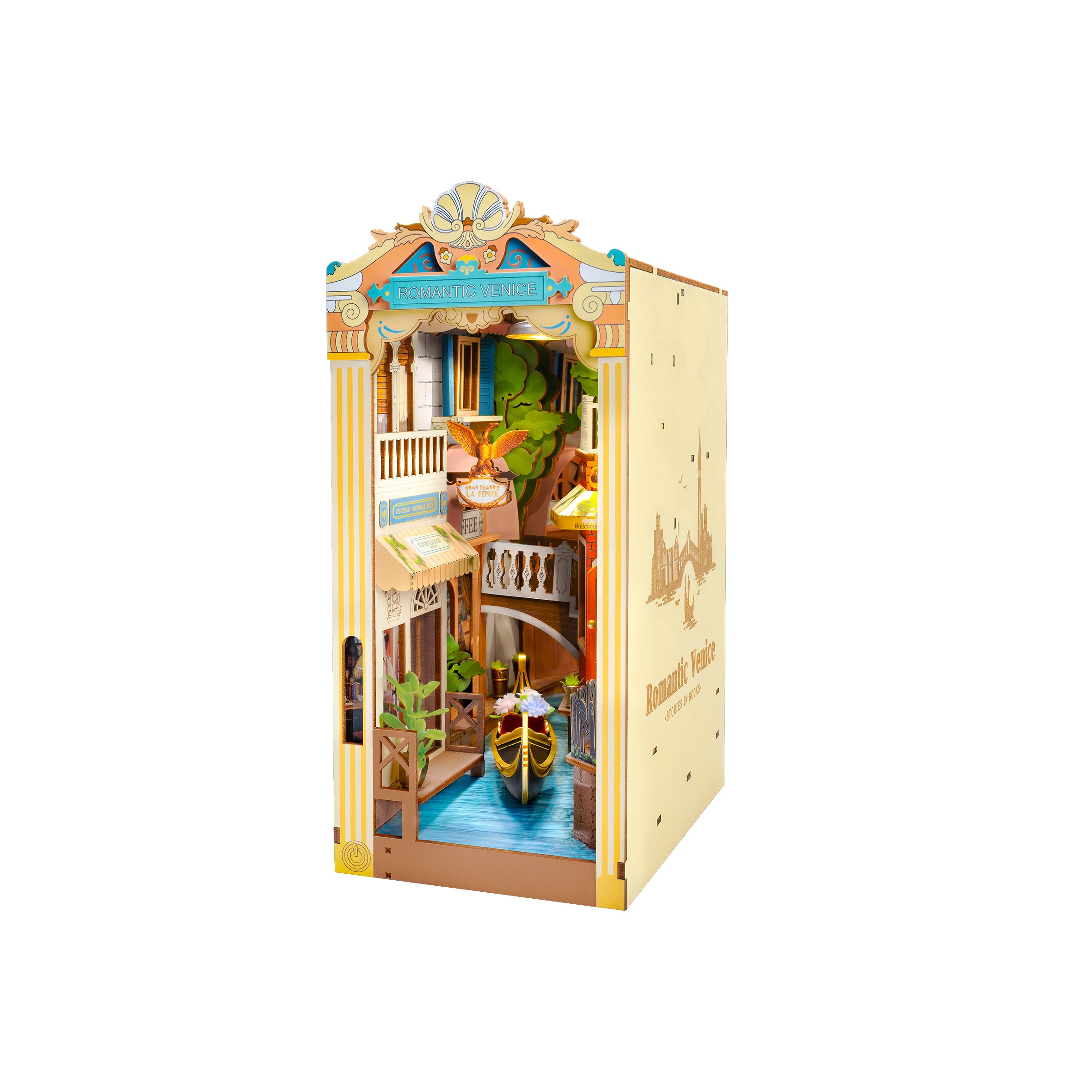 Hands Craft DIY Miniature Book Nook Kit | Romantic Venice w/ Dust Cover