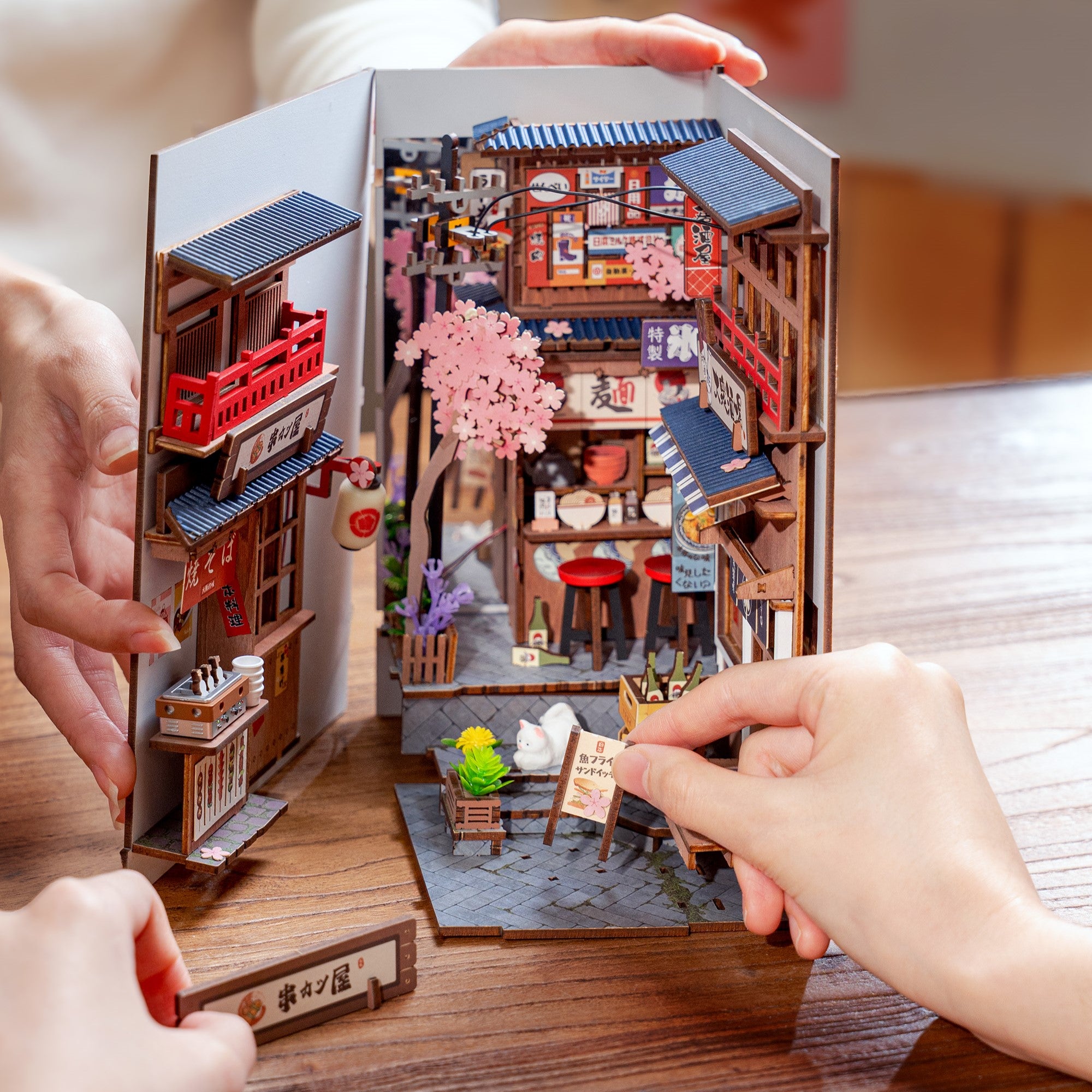 Hands Craft DIY Miniature Book Nook Kit | Sakura Wine Alley