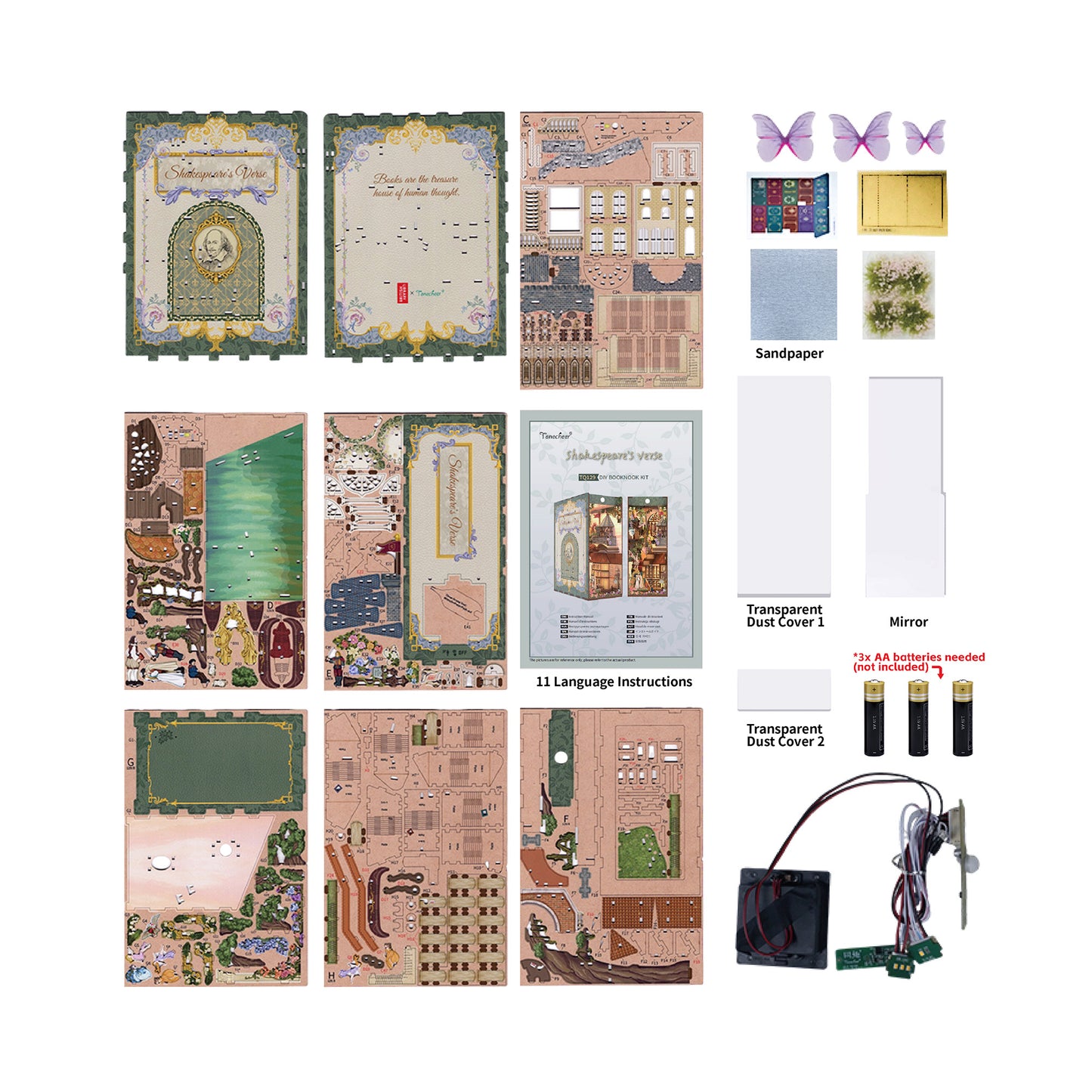 Hands Craft DIY Miniature Book Nook Kit | Shakespeare's Verse w/ Dust Cover