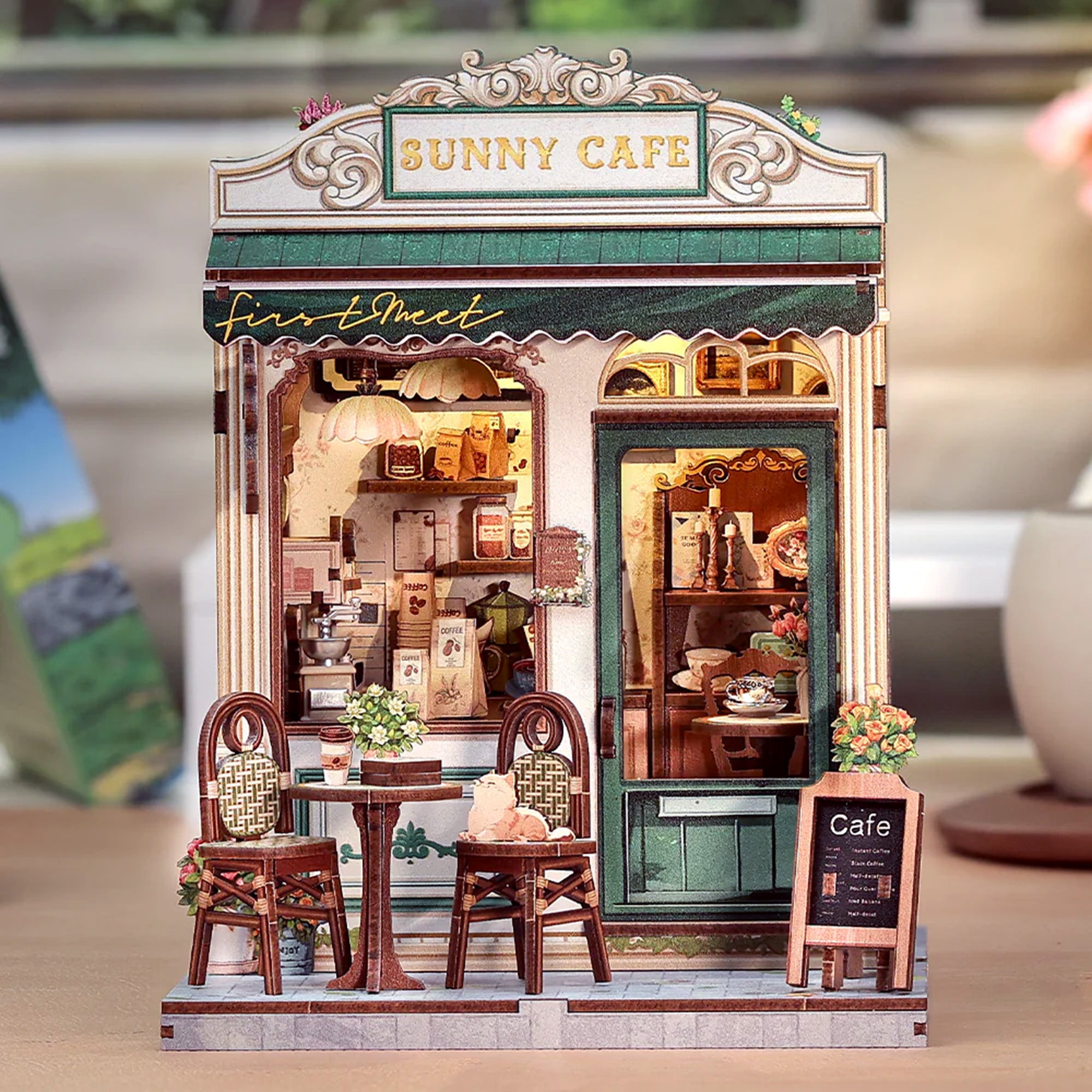 Hands Craft DIY Miniature Book Nook Kit | Sunny Café