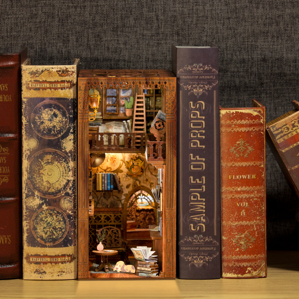 Hands Craft DIY Miniature Kit Book Nook | Eternal Bookstore w/ Dust Cover