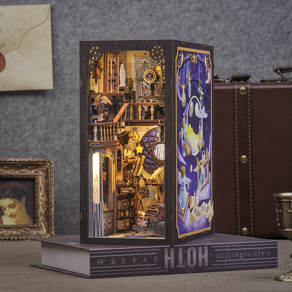 Hands Craft DIY Miniature Kit Book Nook | Nebula Common Room w/ Dust Cover