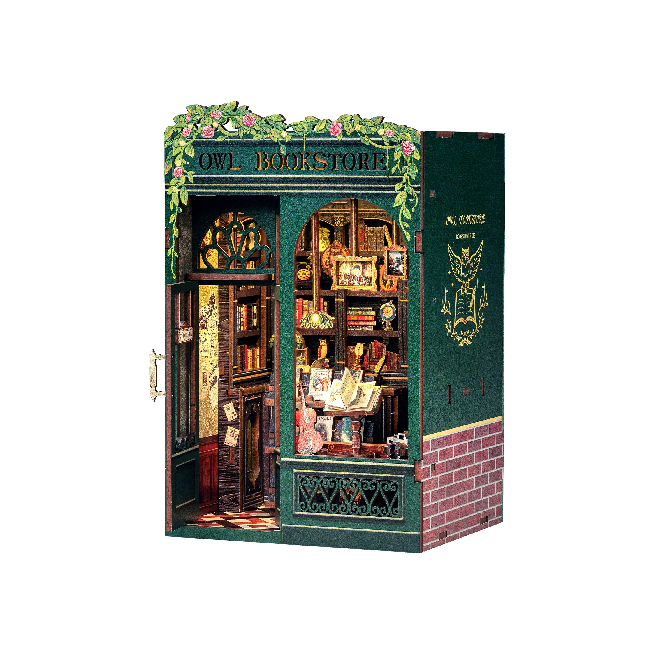 Hands Craft DIY Miniature Kit Book Nook | Owl Bookstore