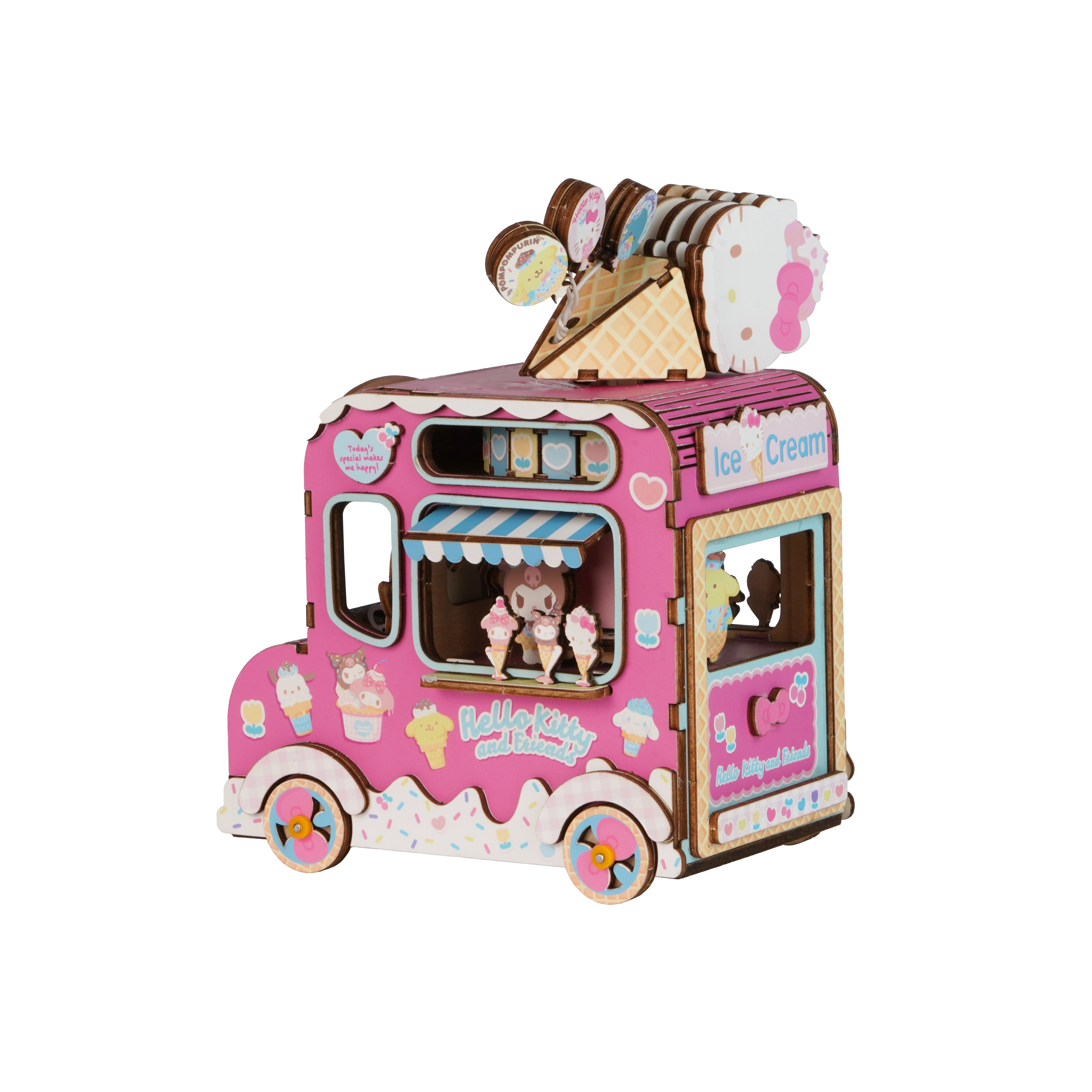 Hands Craft DIY Miniatures 3D Wooden Music Box Puzzle | Hello Kitty® and Friends Ice Cream Truck
