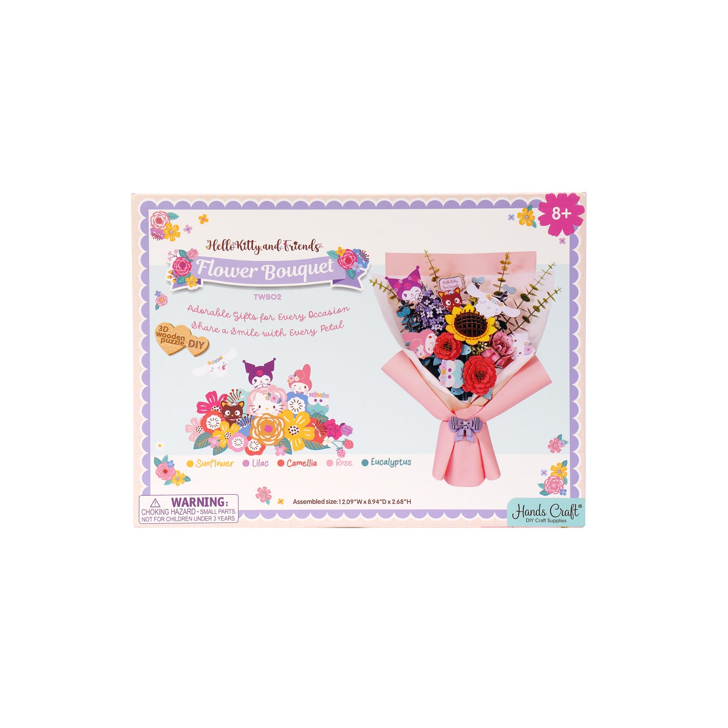 Hands Craft DIY Miniatures 3D Wooden Puzzle | Hello Kitty® and Friends Flower Bouquet