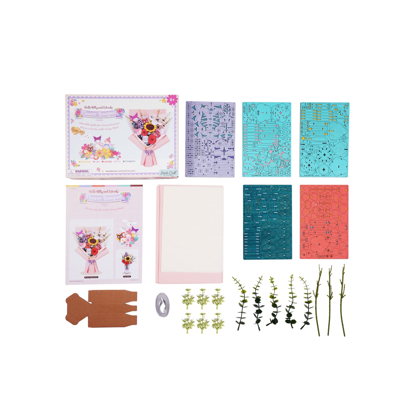 Hands Craft DIY Miniatures 3D Wooden Puzzle | Hello Kitty® and Friends Flower Bouquet