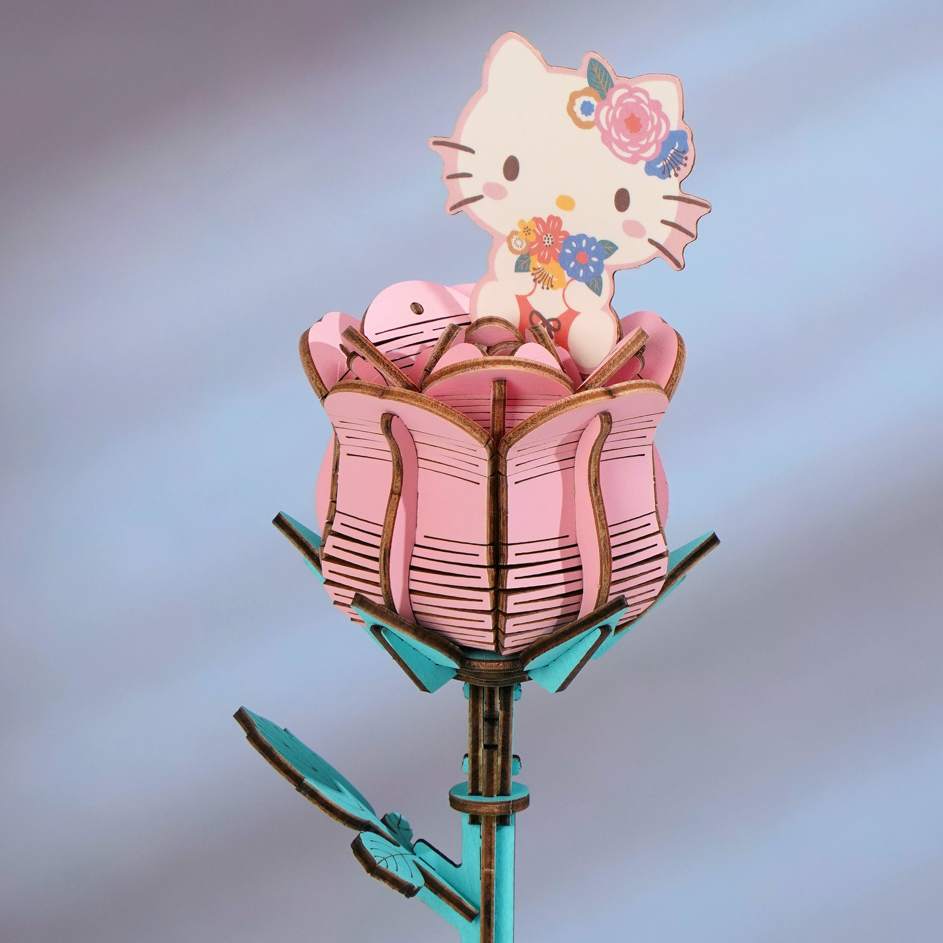 Hands Craft DIY Miniatures 3D Wooden Puzzle | Hello Kitty® and Friends Hello Kitty Pink Rose
