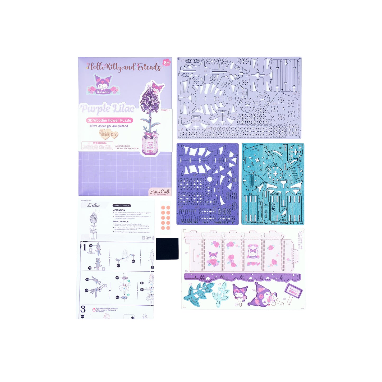 Hands Craft DIY Miniatures 3D Wooden Puzzle | Hello Kitty® and Friends Kuromi Lilac
