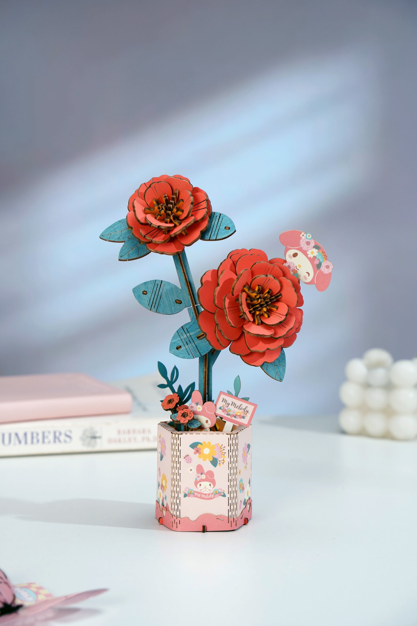 Hands Craft DIY Miniatures 3D Wooden Puzzle | Hello Kitty® and Friends My Melody Red Camellia