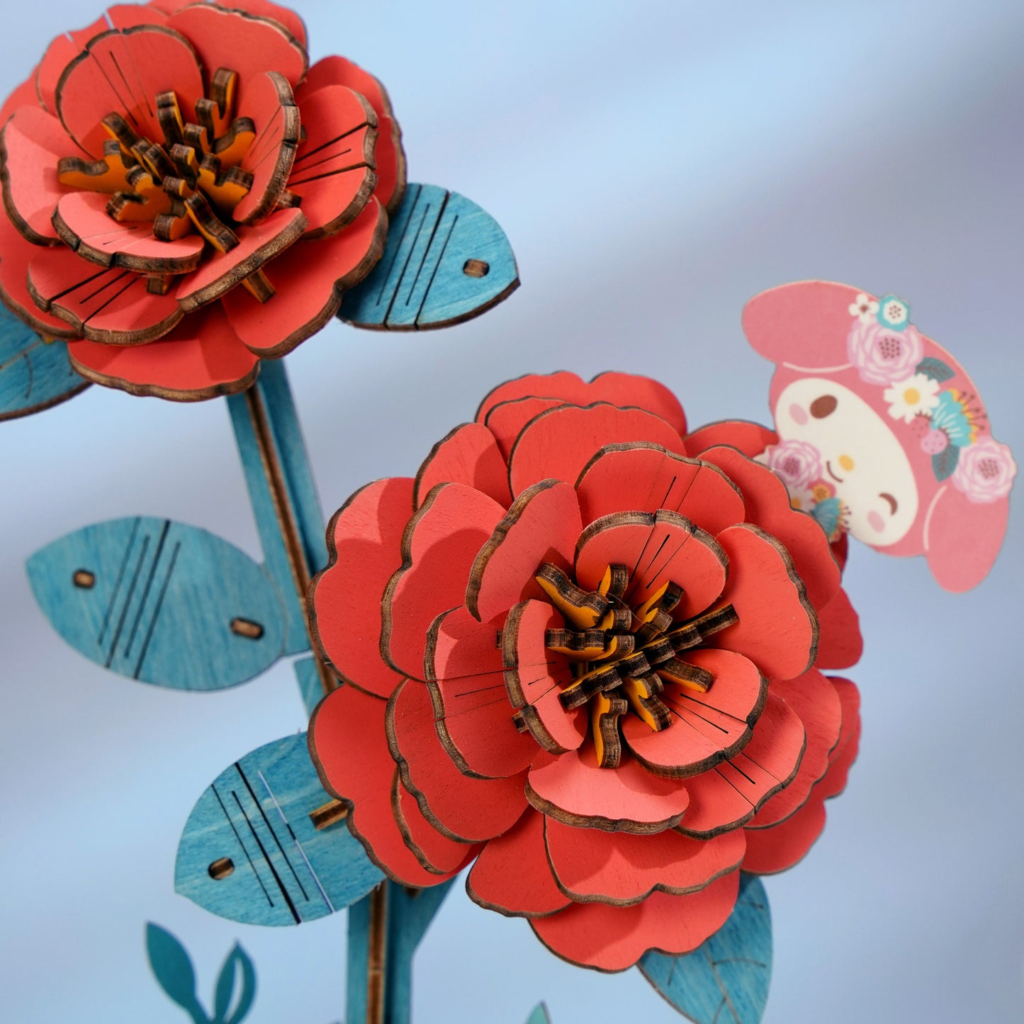 Hands Craft DIY Miniatures 3D Wooden Puzzle | Hello Kitty® and Friends My Melody Red Camellia