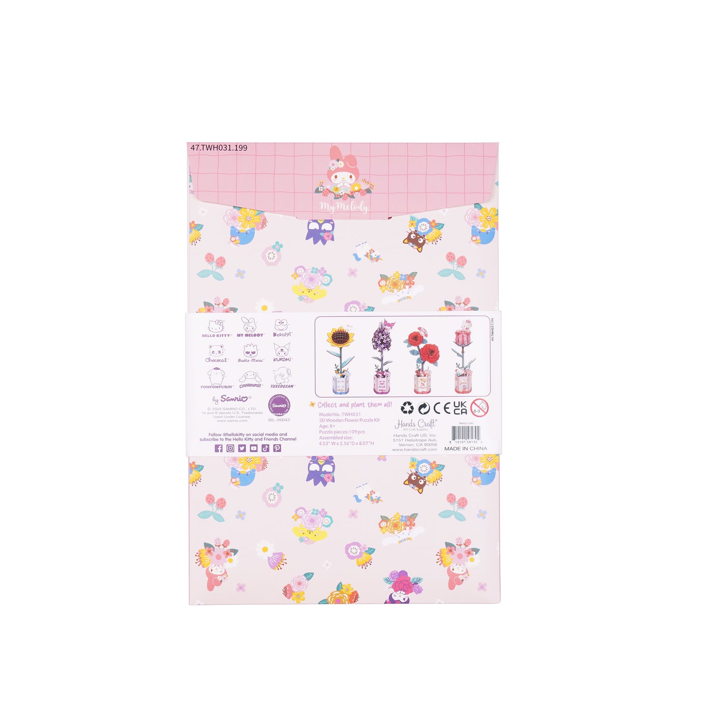 Hands Craft DIY Miniatures 3D Wooden Puzzle | Hello Kitty® and Friends My Melody Red Camellia