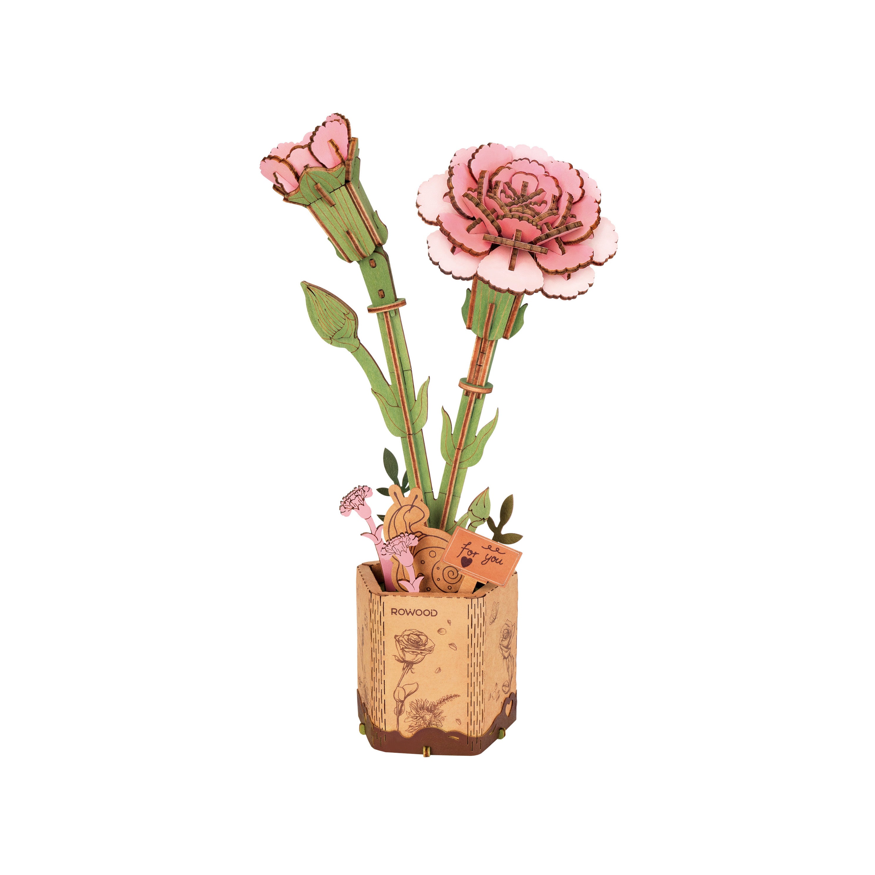 Hands Craft DIY Miniatures 3D Wooden Puzzle | Pink Carnation