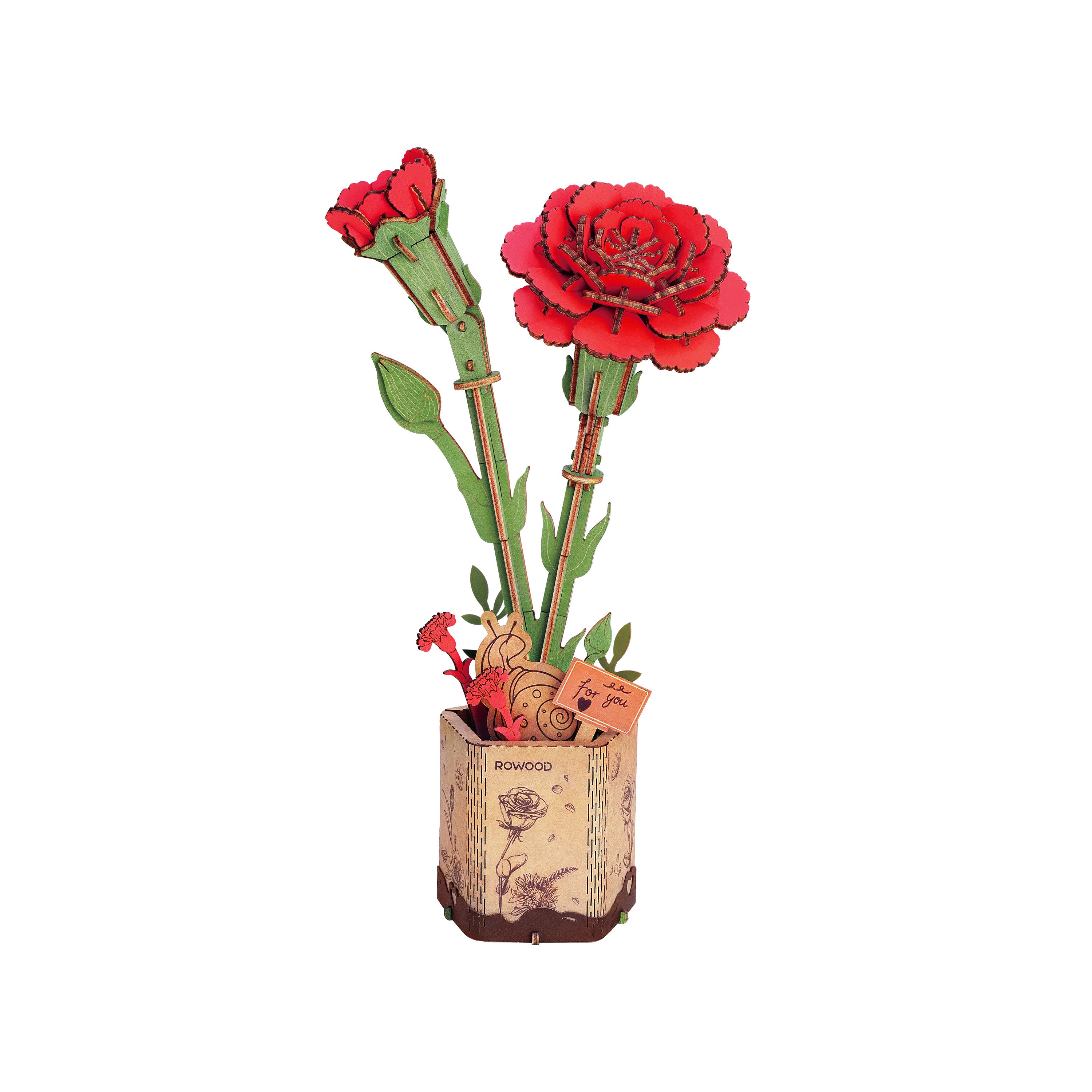 Hands Craft DIY Miniatures 3D Wooden Puzzle | Red Carnation