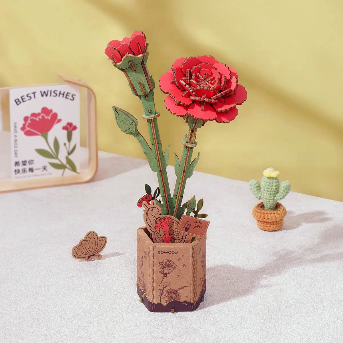 Hands Craft DIY Miniatures 3D Wooden Puzzle | Red Carnation
