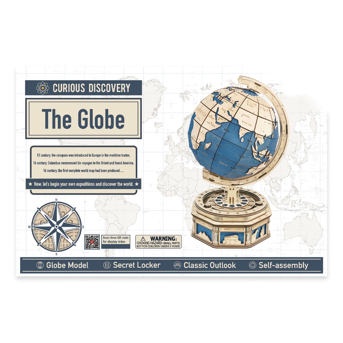 Hands Craft DIY Miniatures Mechanical 3D Wooden Puzzle | Globe Earth Model