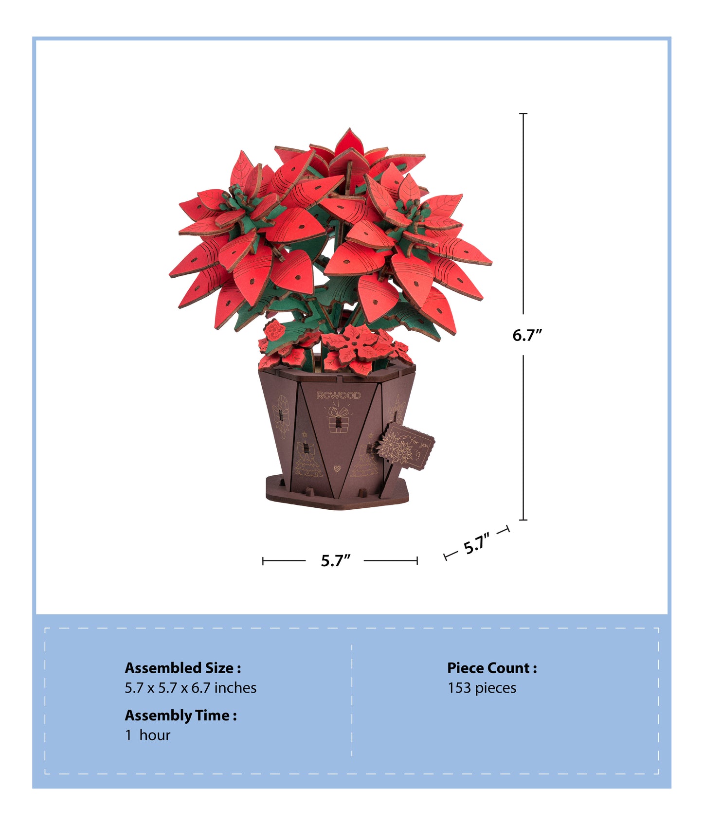 3D Wooden Puzzle | Poinsettia