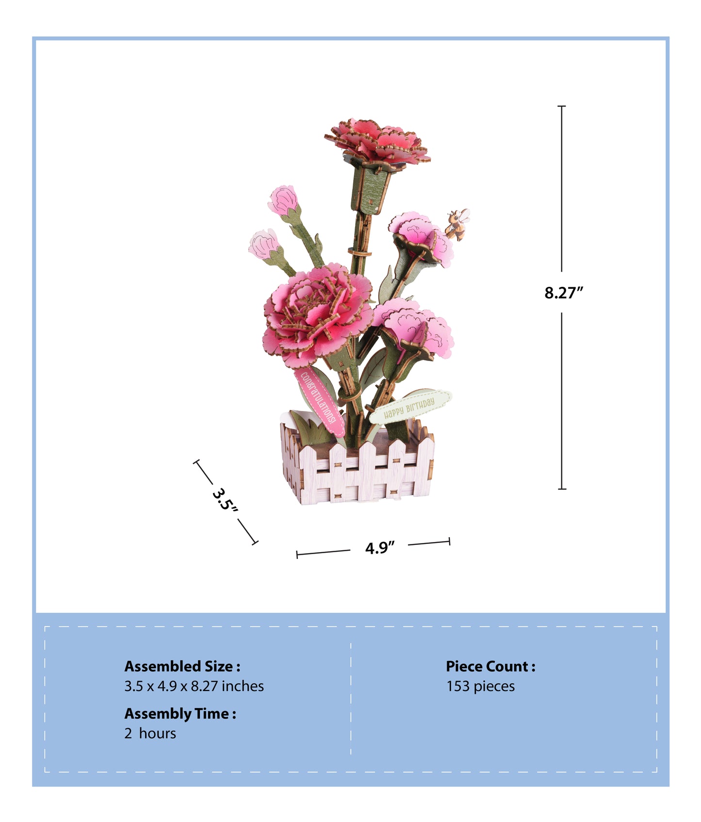 3D Wooden Puzzle | Carnation Bloom Set