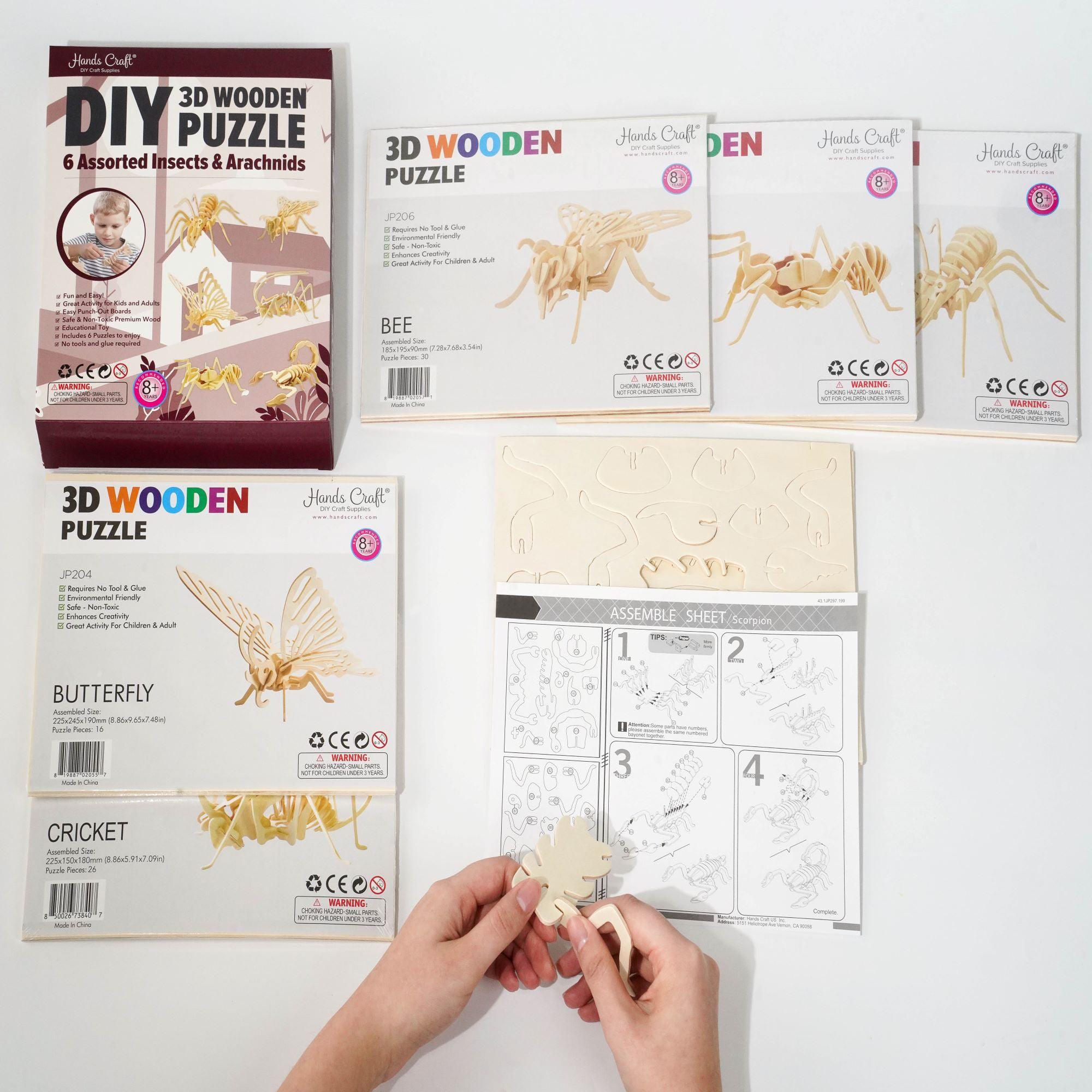 Hands Craft Classic Wooden Puzzle Bundle | Insects & Arachnids 6-pack