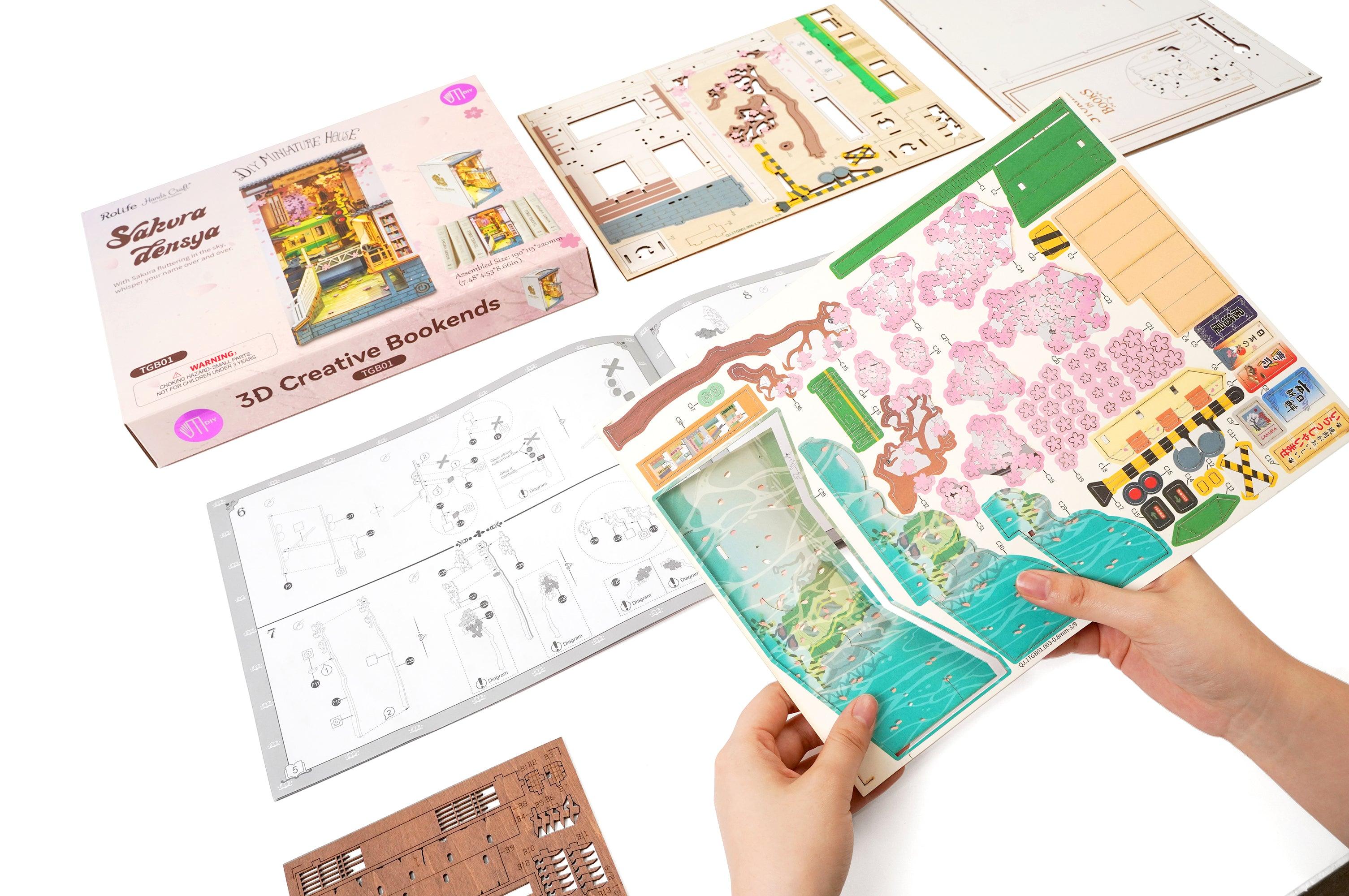 Hands Craft DIY Miniature Book Nook Kit | Sakura Tram
