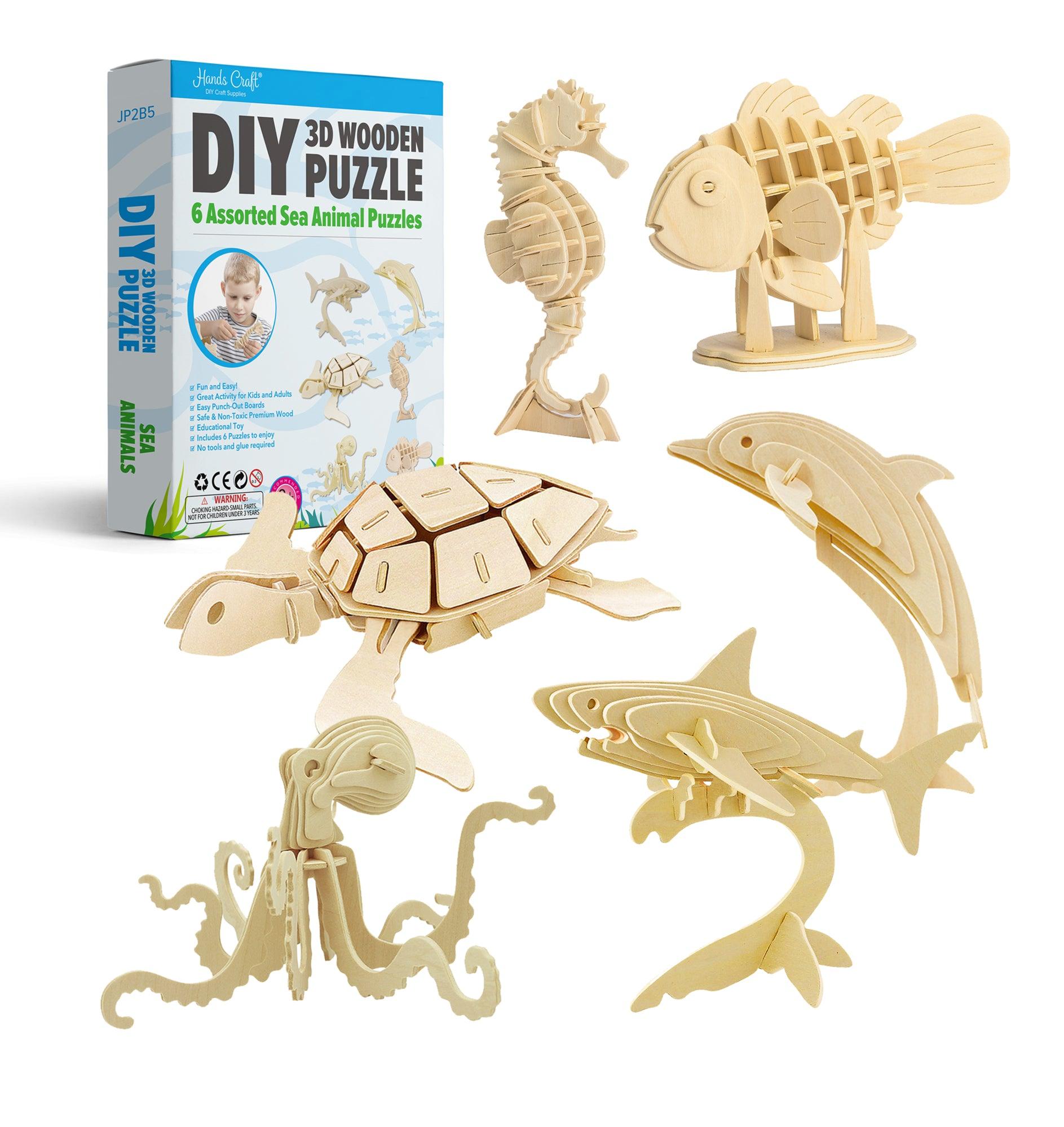 Hands Craft DIY Miniatures 3D Classic Wooden Puzzle | Sea Animals