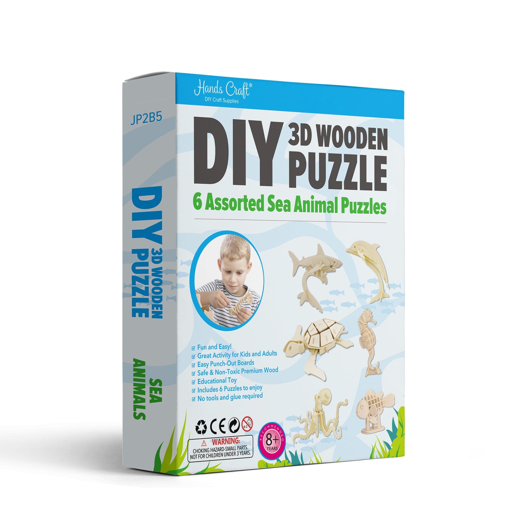Hands Craft DIY Miniatures 3D Classic Wooden Puzzle | Sea Animals