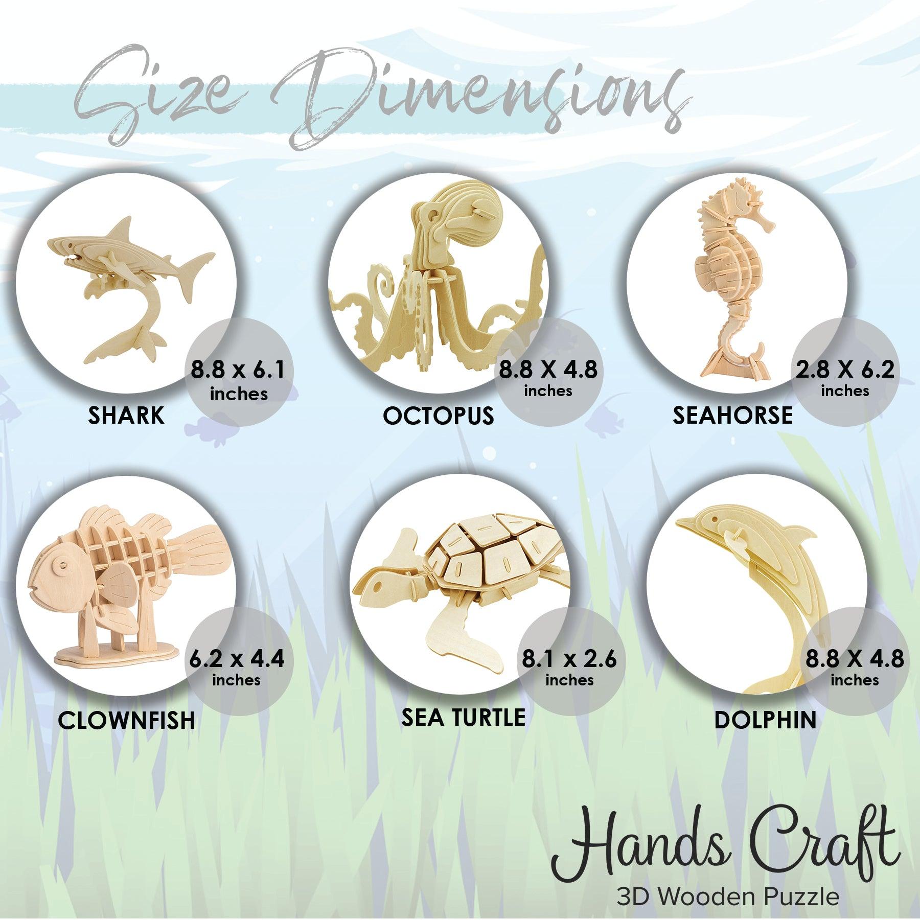 Hands Craft DIY Miniatures 3D Classic Wooden Puzzle | Sea Animals