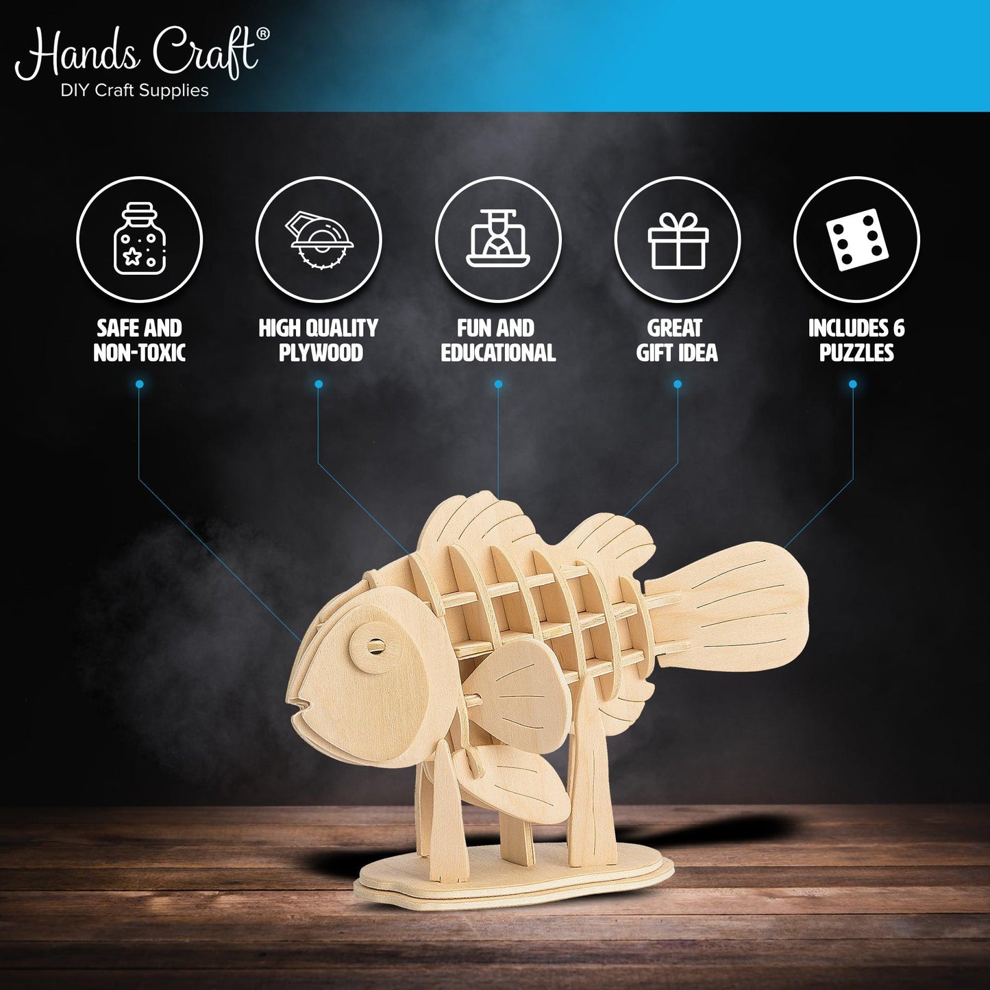 Hands Craft DIY Miniatures 3D Classic Wooden Puzzle | Sea Animals