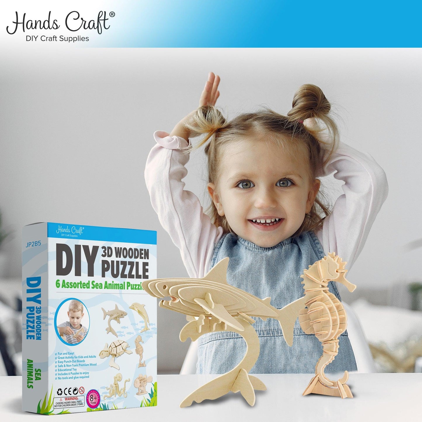 Hands Craft DIY Miniatures 3D Classic Wooden Puzzle | Sea Animals