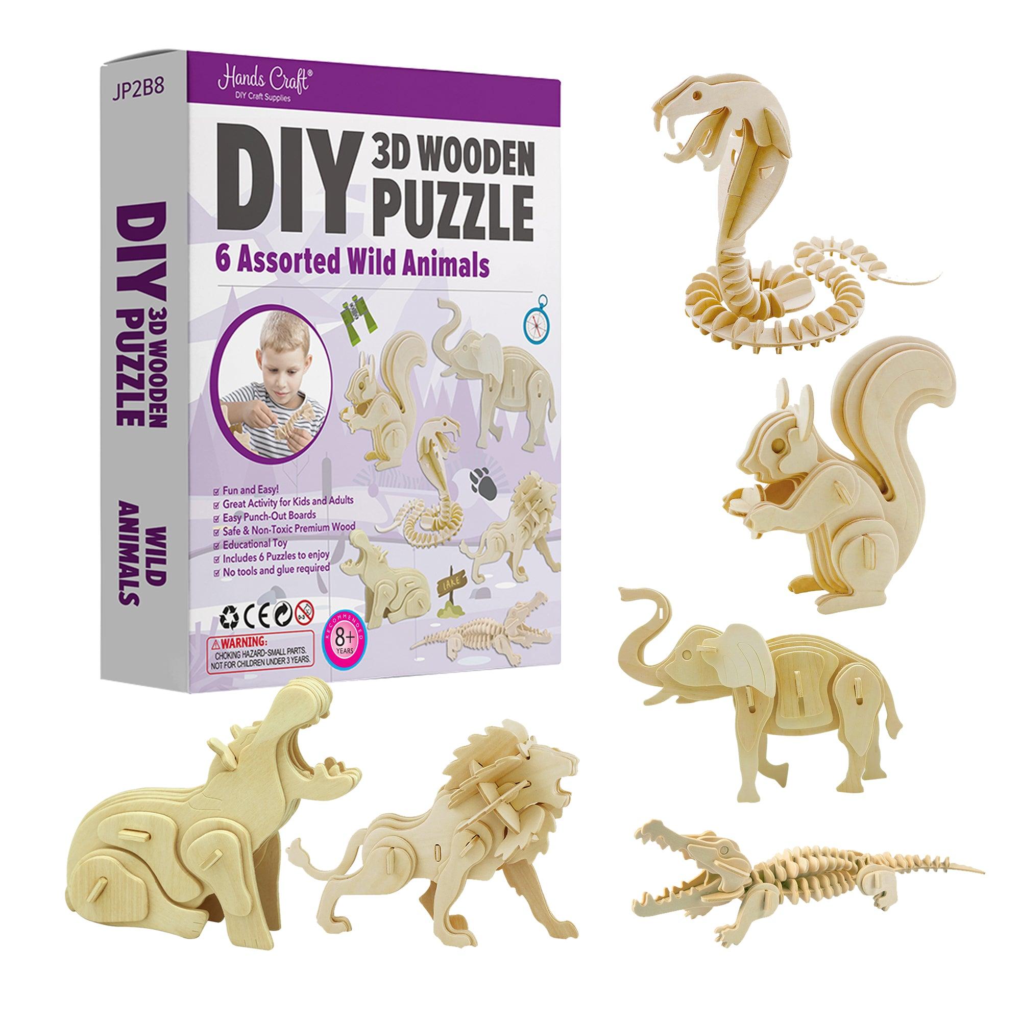 Hands Craft DIY Miniatures 3D Classic Wooden Puzzle | Wild Animals