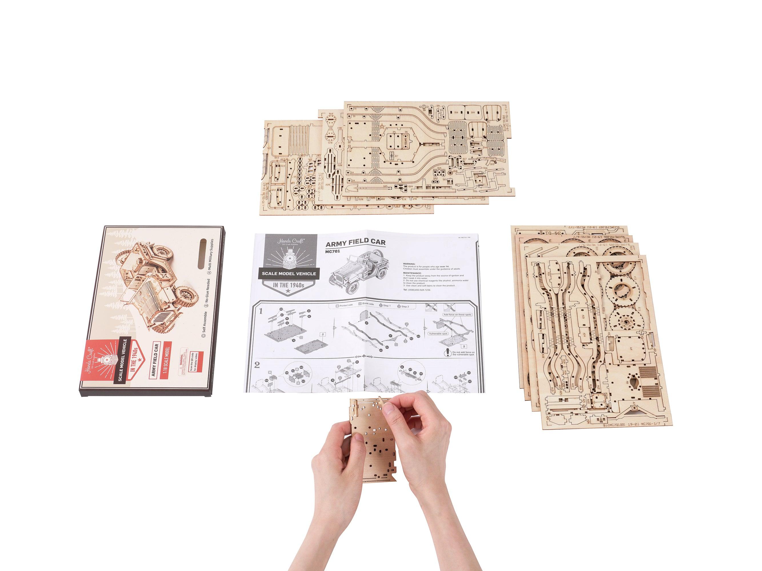 Hands Craft DIY Miniatures 3D Wooden Puzzle | Army Field Car
