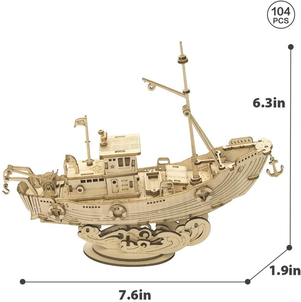 Hands Craft DIY Miniatures 3D Wooden Puzzle | Fishing Ship