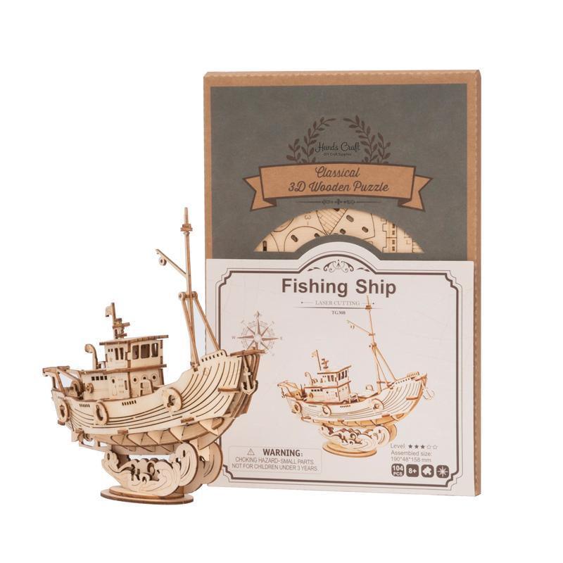 Hands Craft DIY Miniatures 3D Wooden Puzzle | Fishing Ship