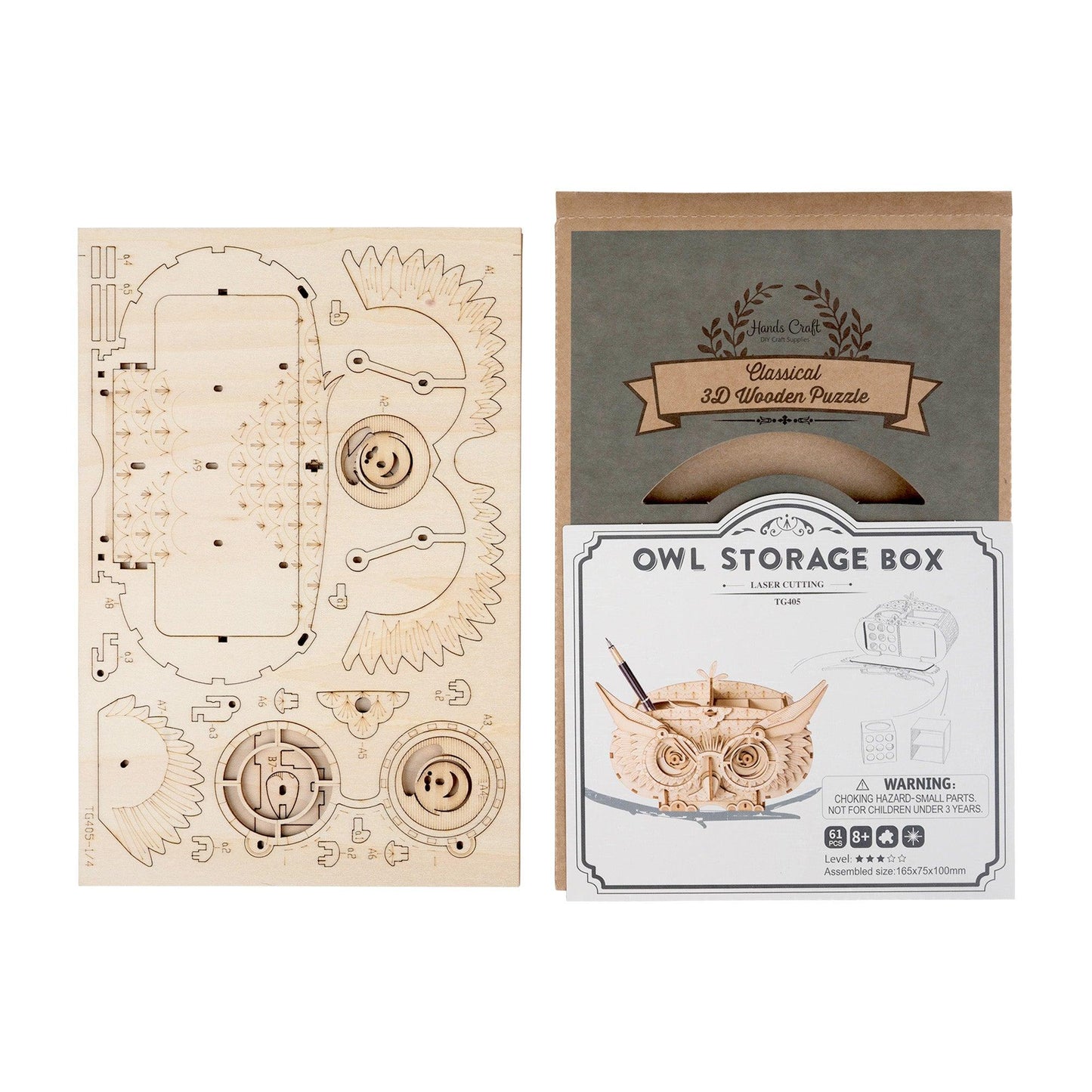 Hands Craft DIY Miniatures 3D Wooden Puzzle | Owl Stationery Box