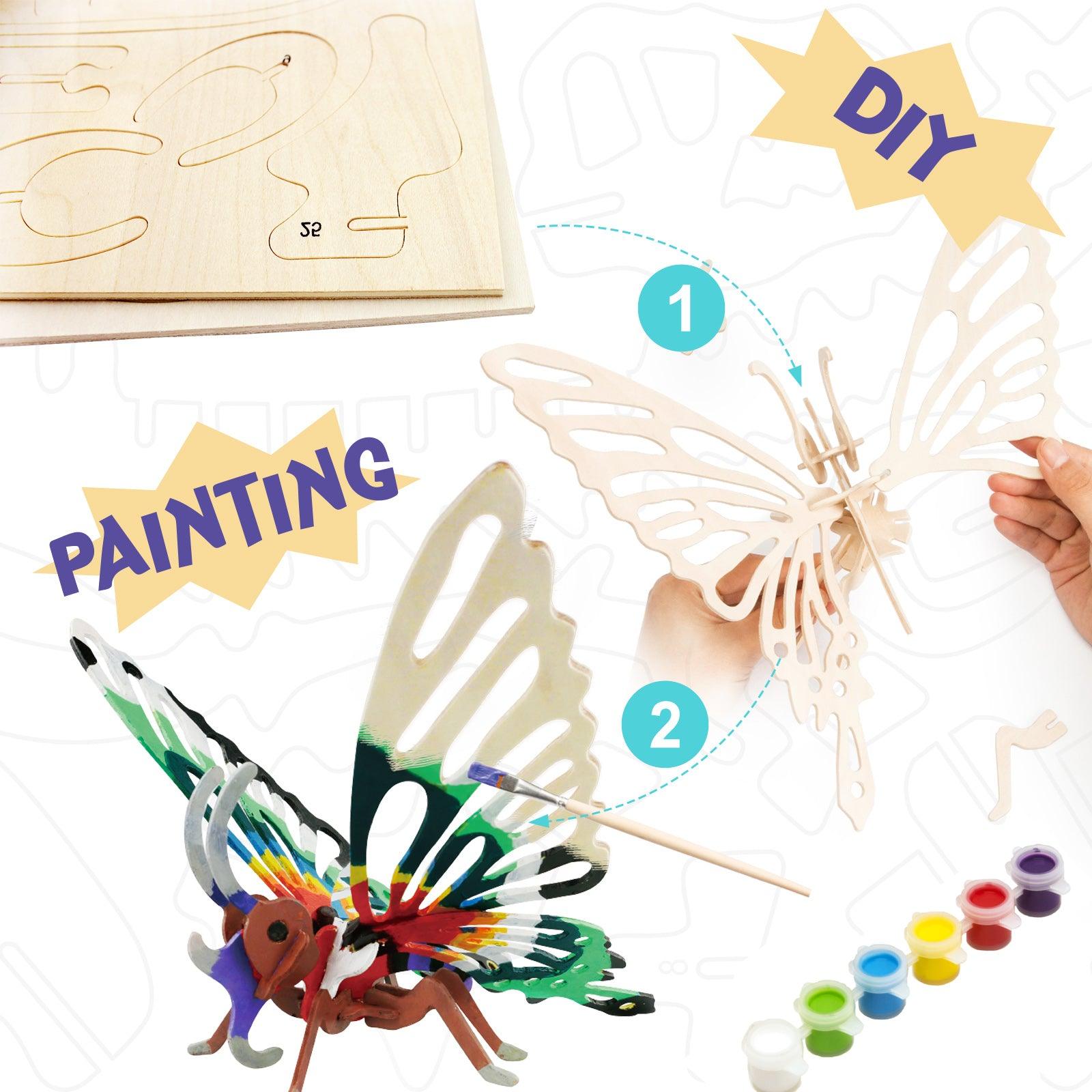 Hands Craft DIY Miniatures 3D Wooden Puzzle Paint Kit | Butterfly
