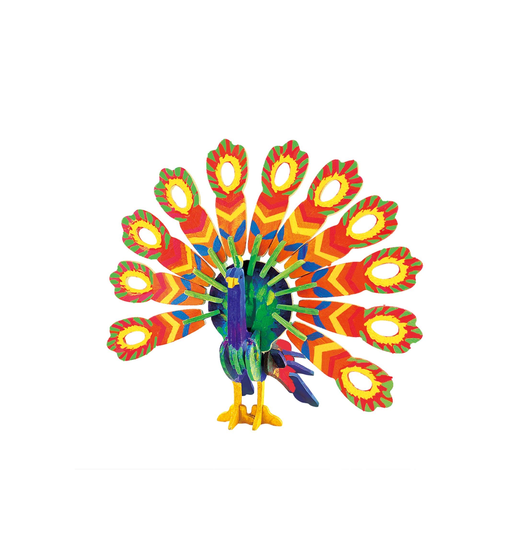 Hands Craft DIY Miniatures 3D Wooden Puzzle Paint Kit | Peacock