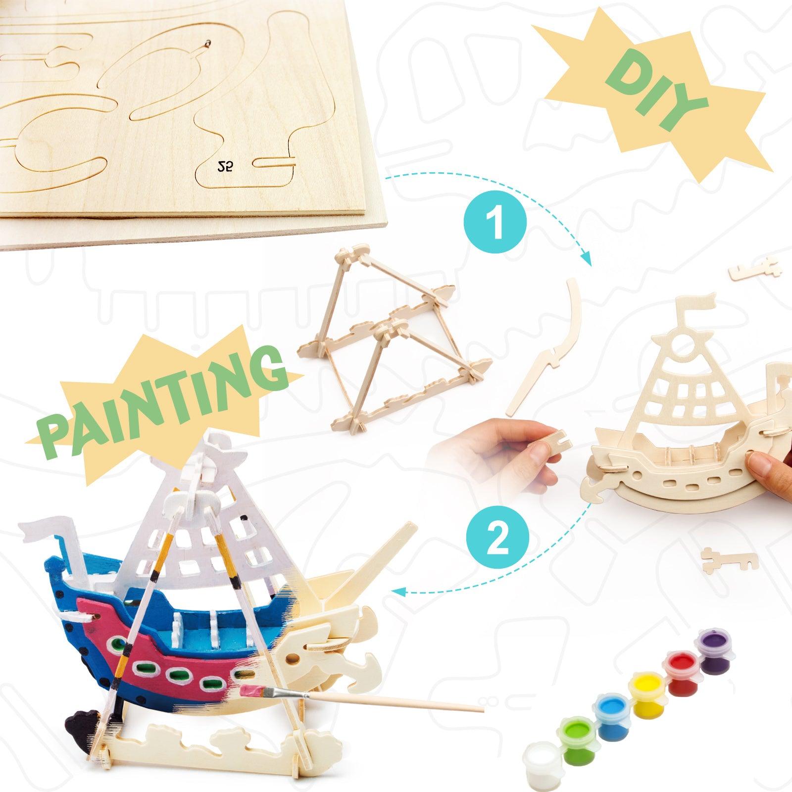 Hands Craft DIY Miniatures 3D Wooden Puzzle Paint Kit | Swing Boat