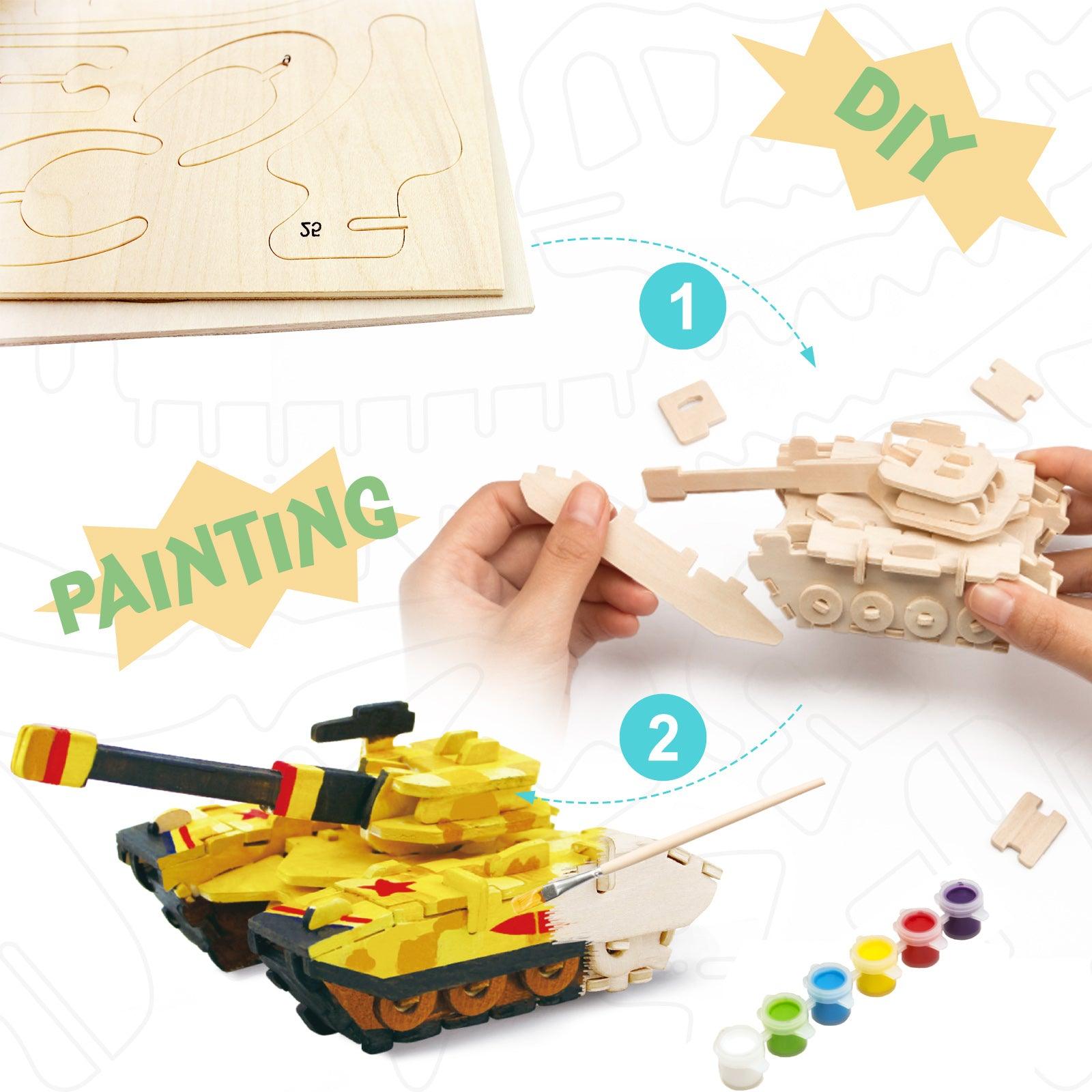 Hands Craft DIY Miniatures 3D Wooden Puzzle Paint Kit | Tank